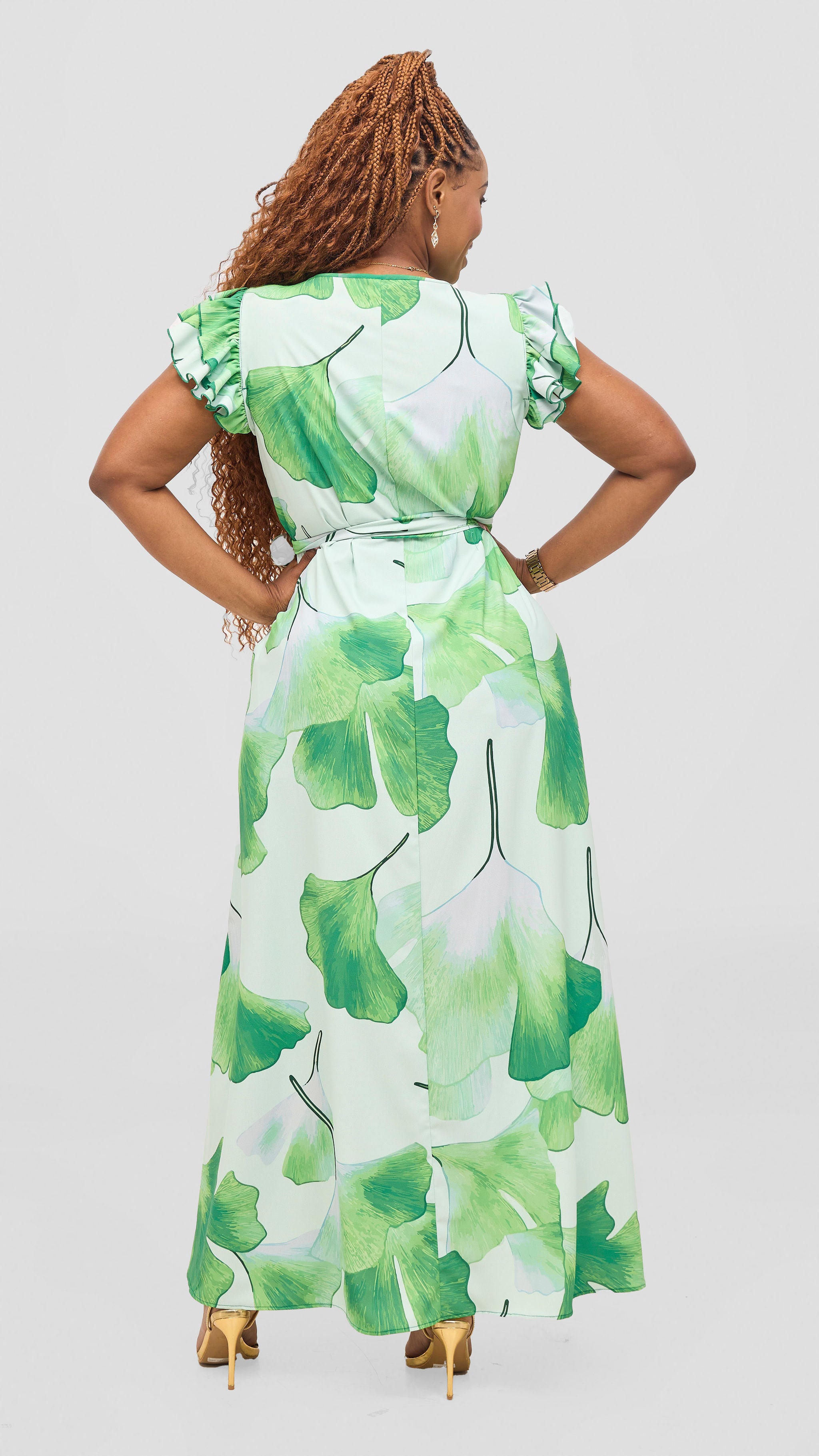 Vivo Nasinka A-Line Maxi Dress - Mint / Green Tilla Print