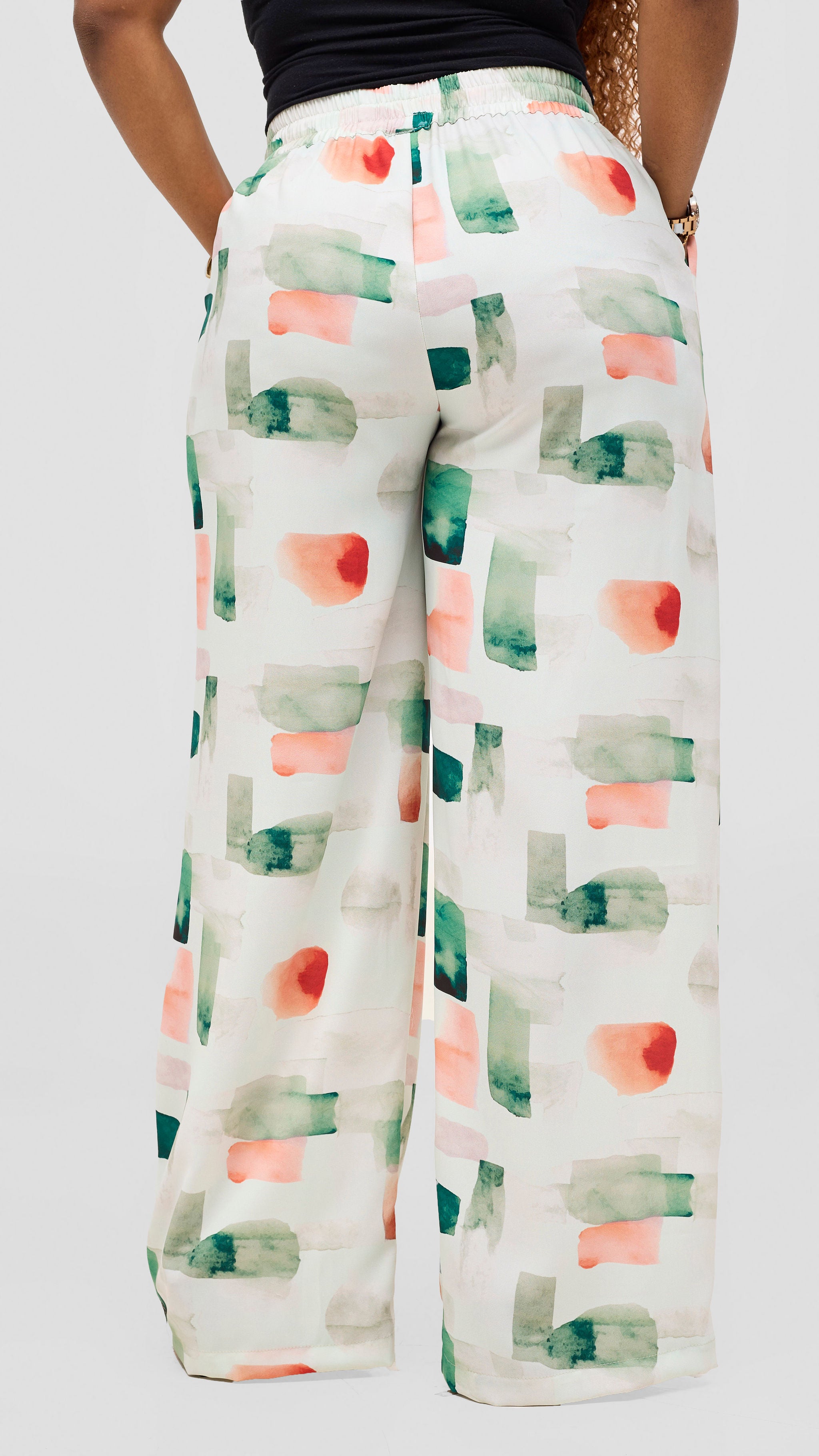 Vivo Ayah Drawstring Pants -Green / Peach Zani Print