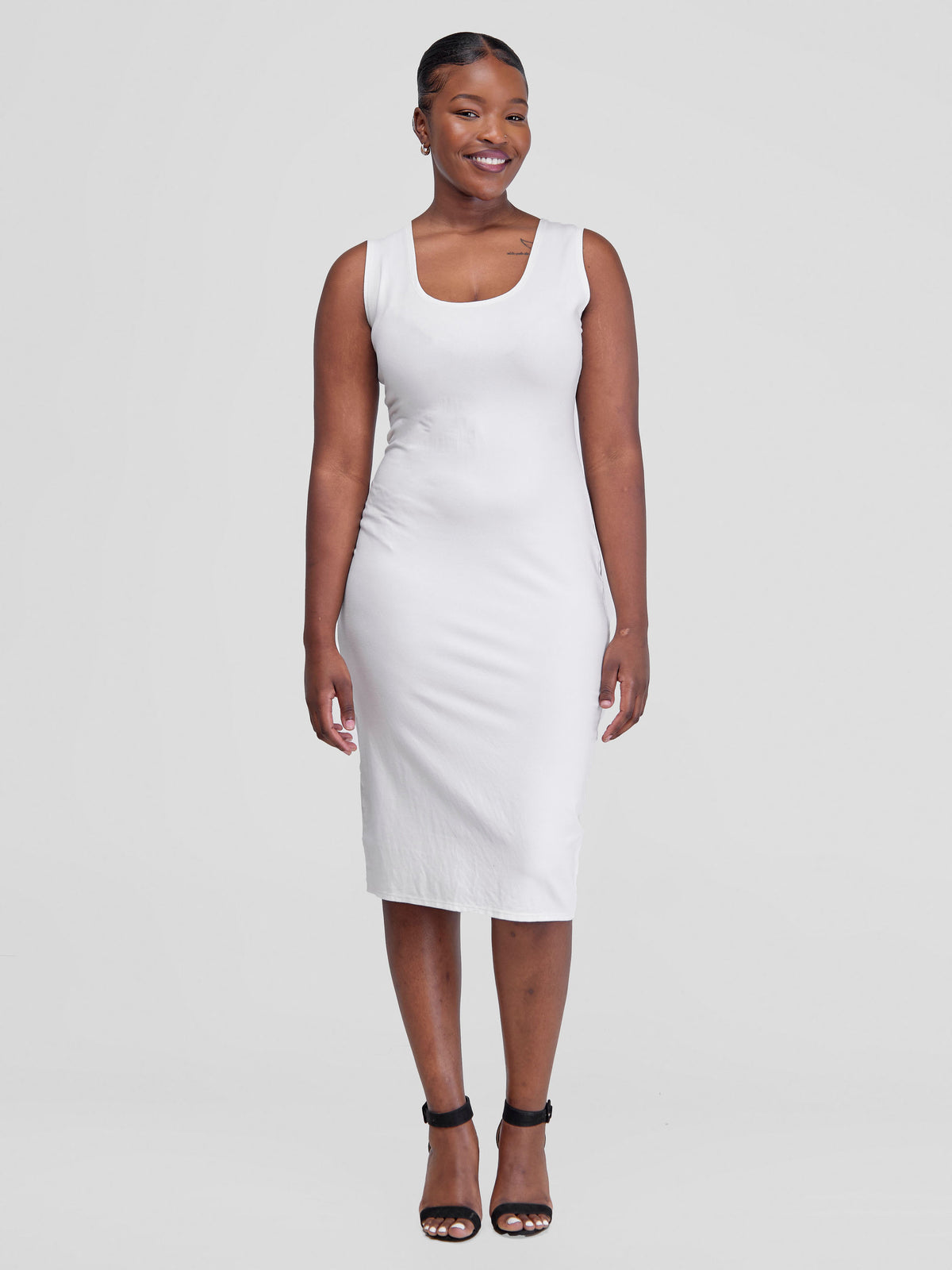 Vivo Basic Bodycon Dress - Off White | Vivo Fashion Group Kenya