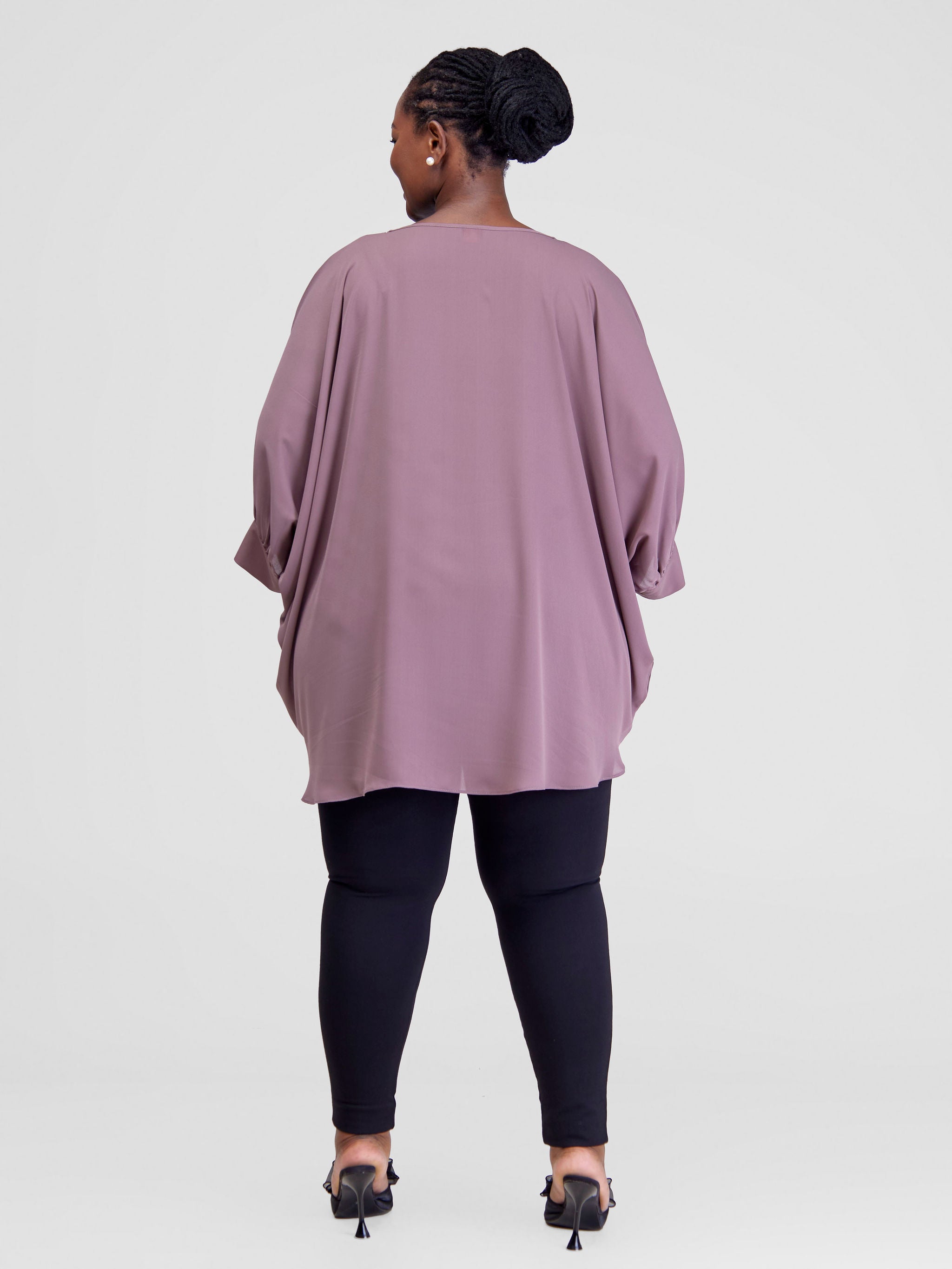 Vivo Mistari Gathered Sleeve Top - Dark Berry