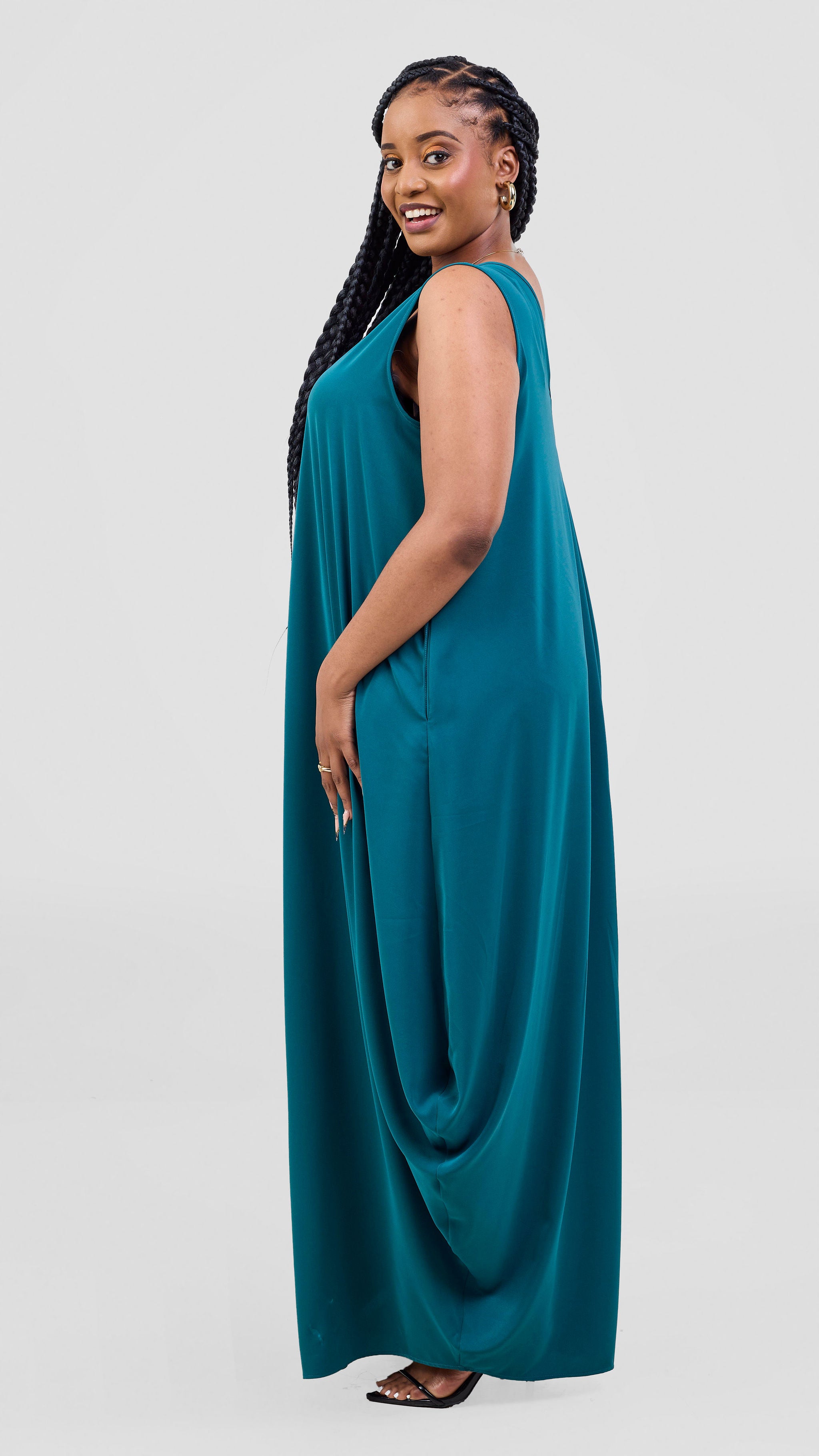 Vivo Cap Sleeve Salma Maxi Dress - Dark Green