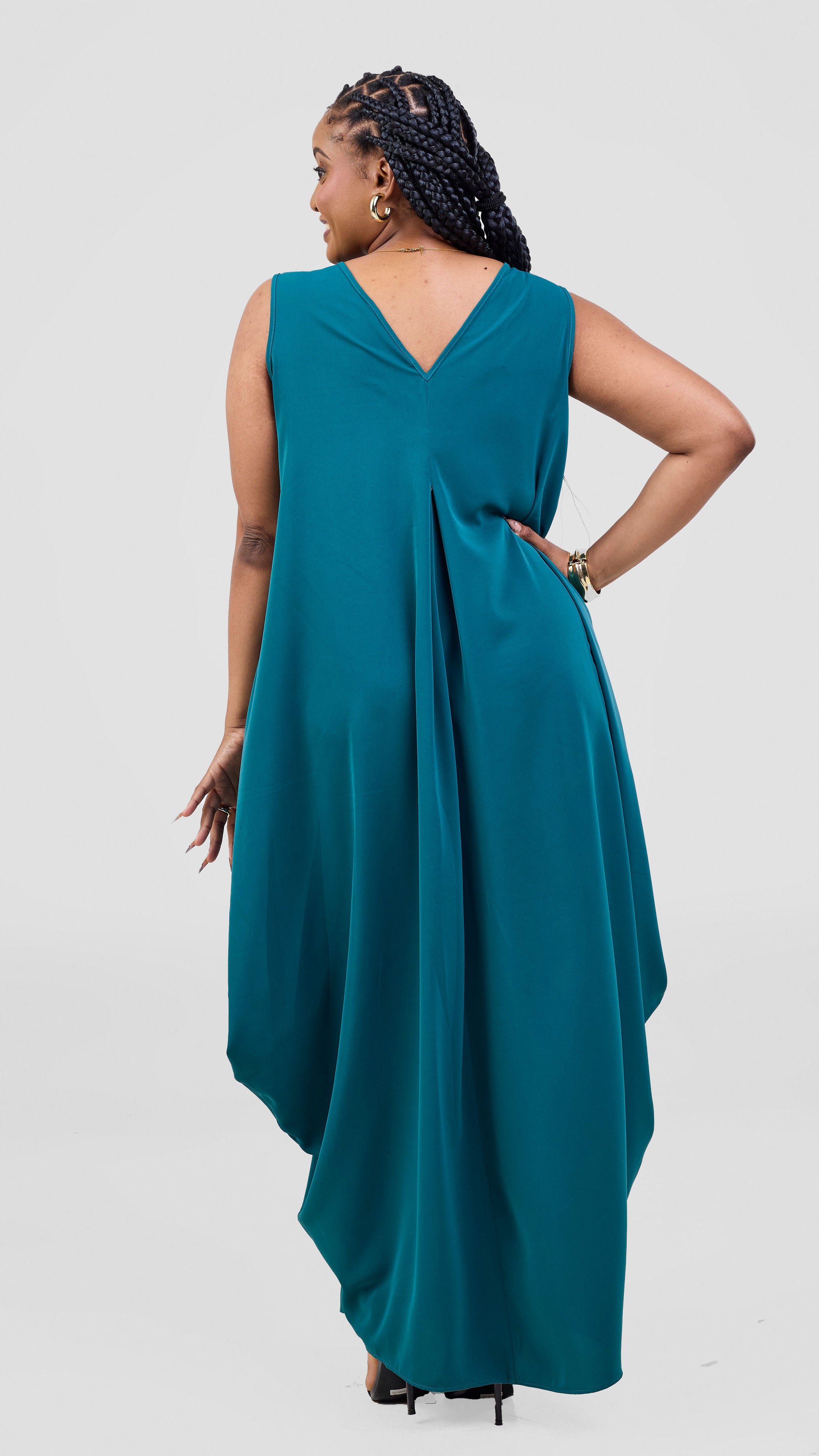 Vivo Cap Sleeve Salma Maxi Dress - Dark Green