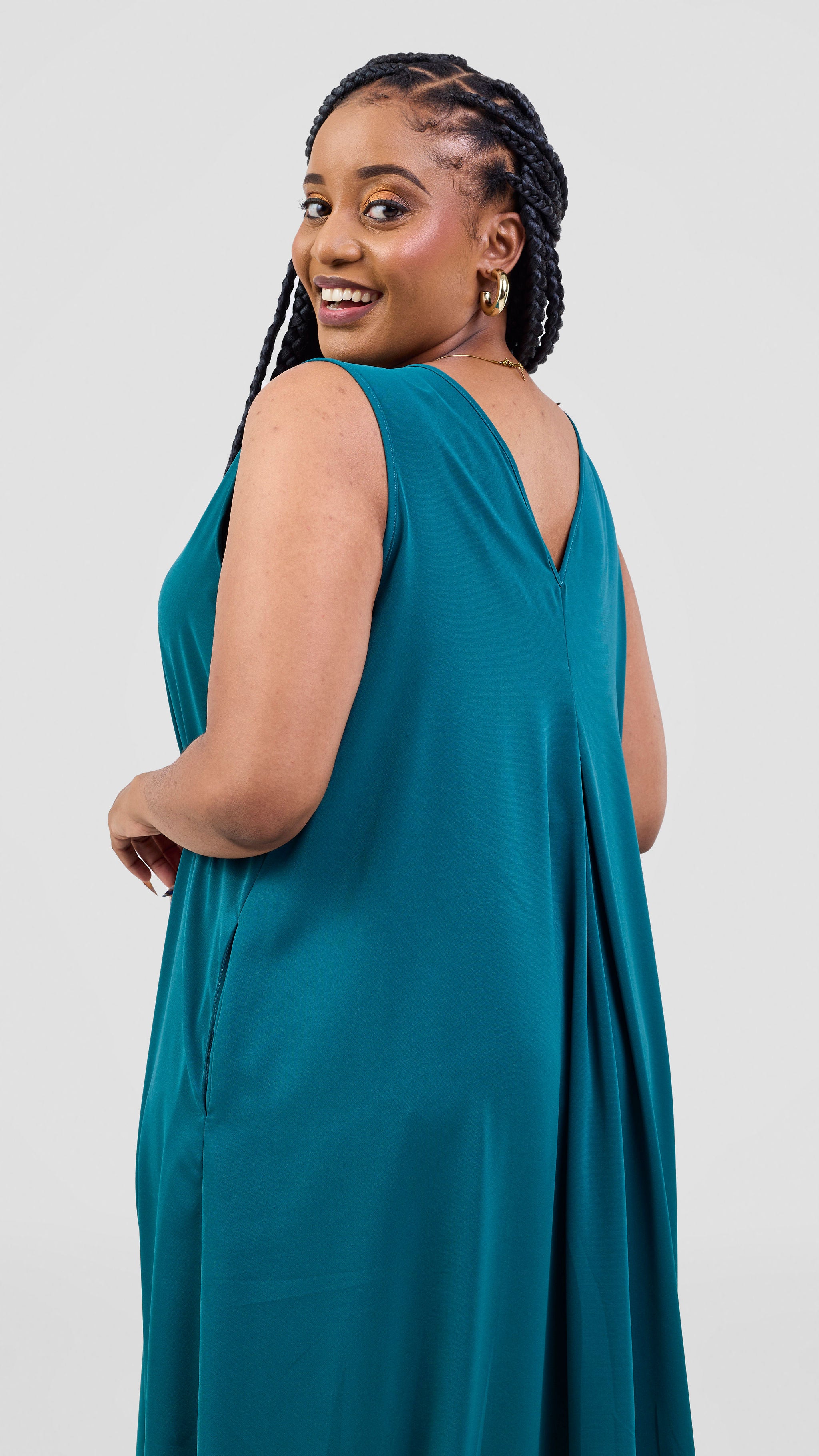 Vivo Cap Sleeve Salma Maxi Dress - Dark Green