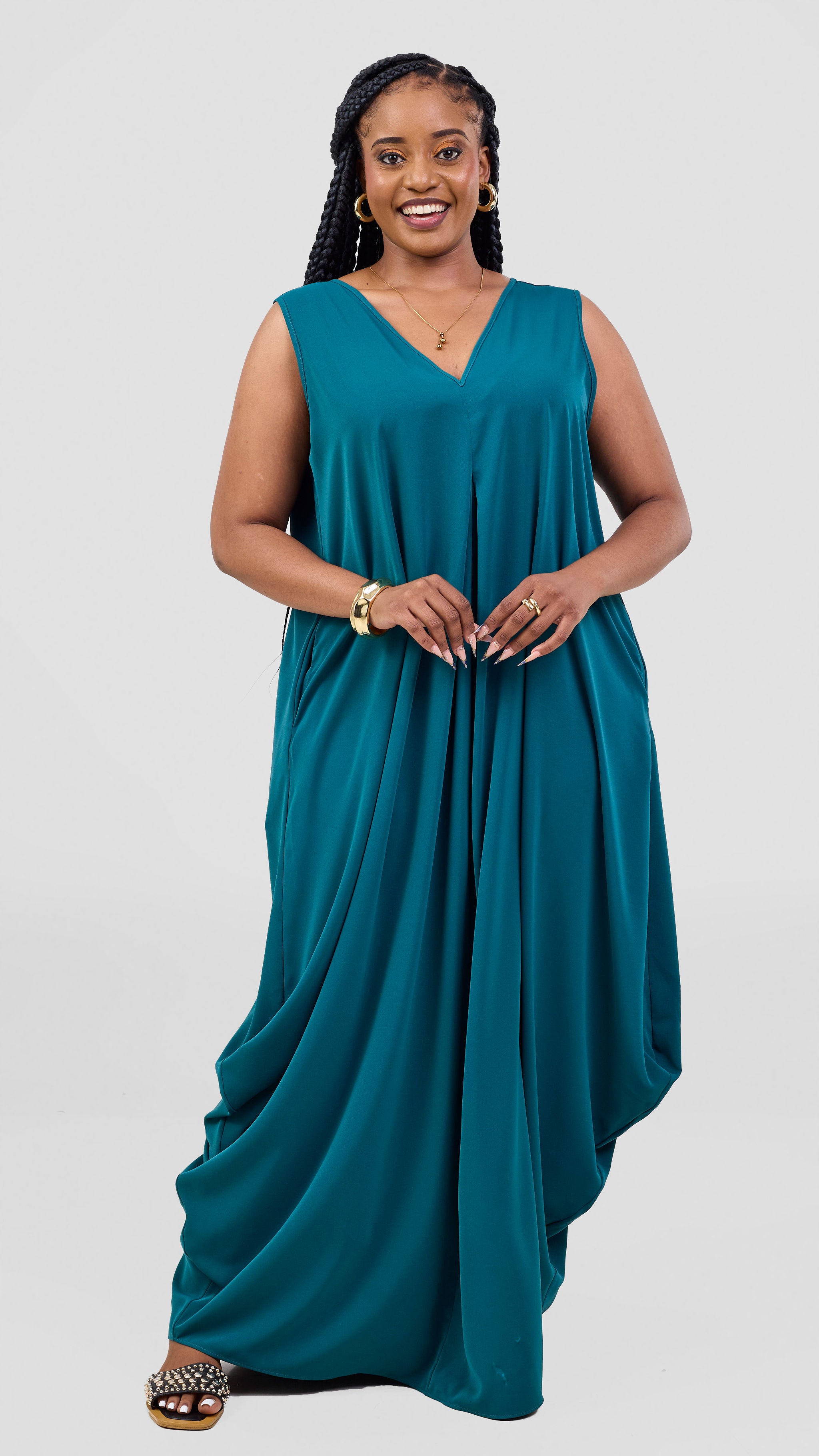 Vivo Cap Sleeve Salma Maxi Dress - Dark Green