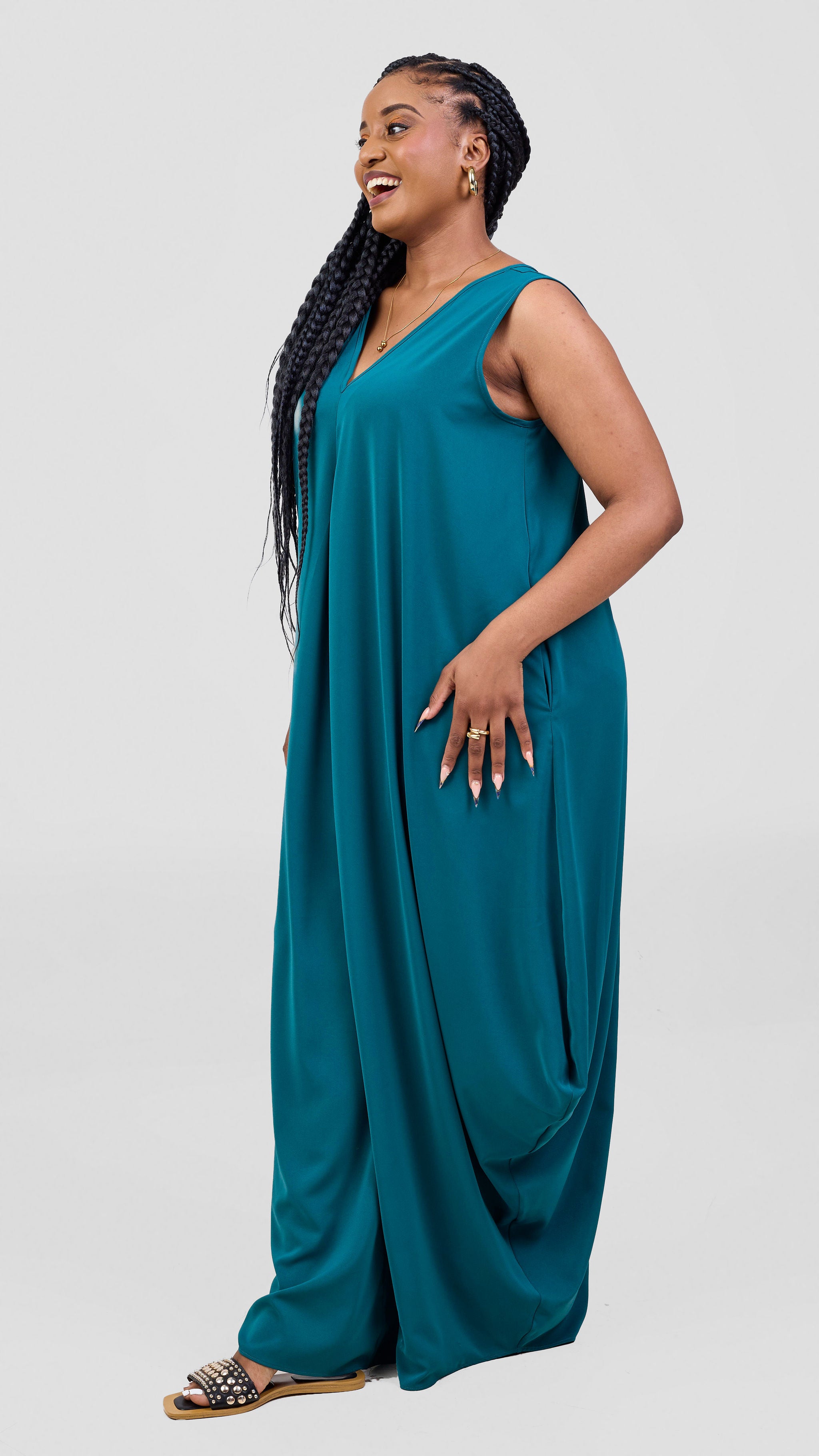 Vivo Cap Sleeve Salma Maxi Dress - Dark Green