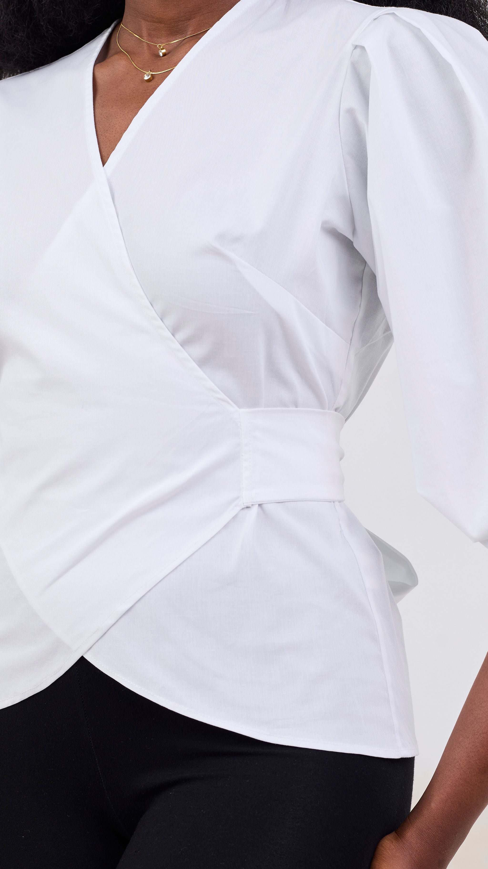 Vivo Cotton 3/4 Sleeve Wrap Top - White