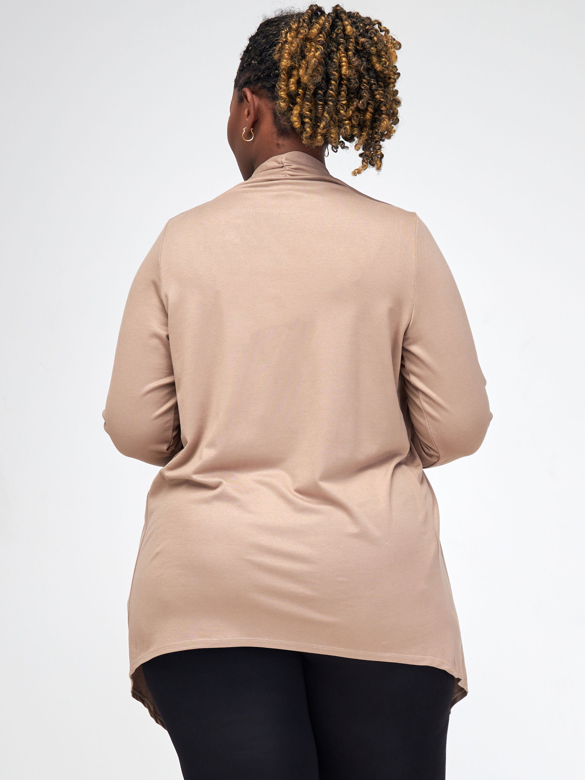 Vivo Basic Leila Long Sleeve Asymmetrical Waterfall - Taupe