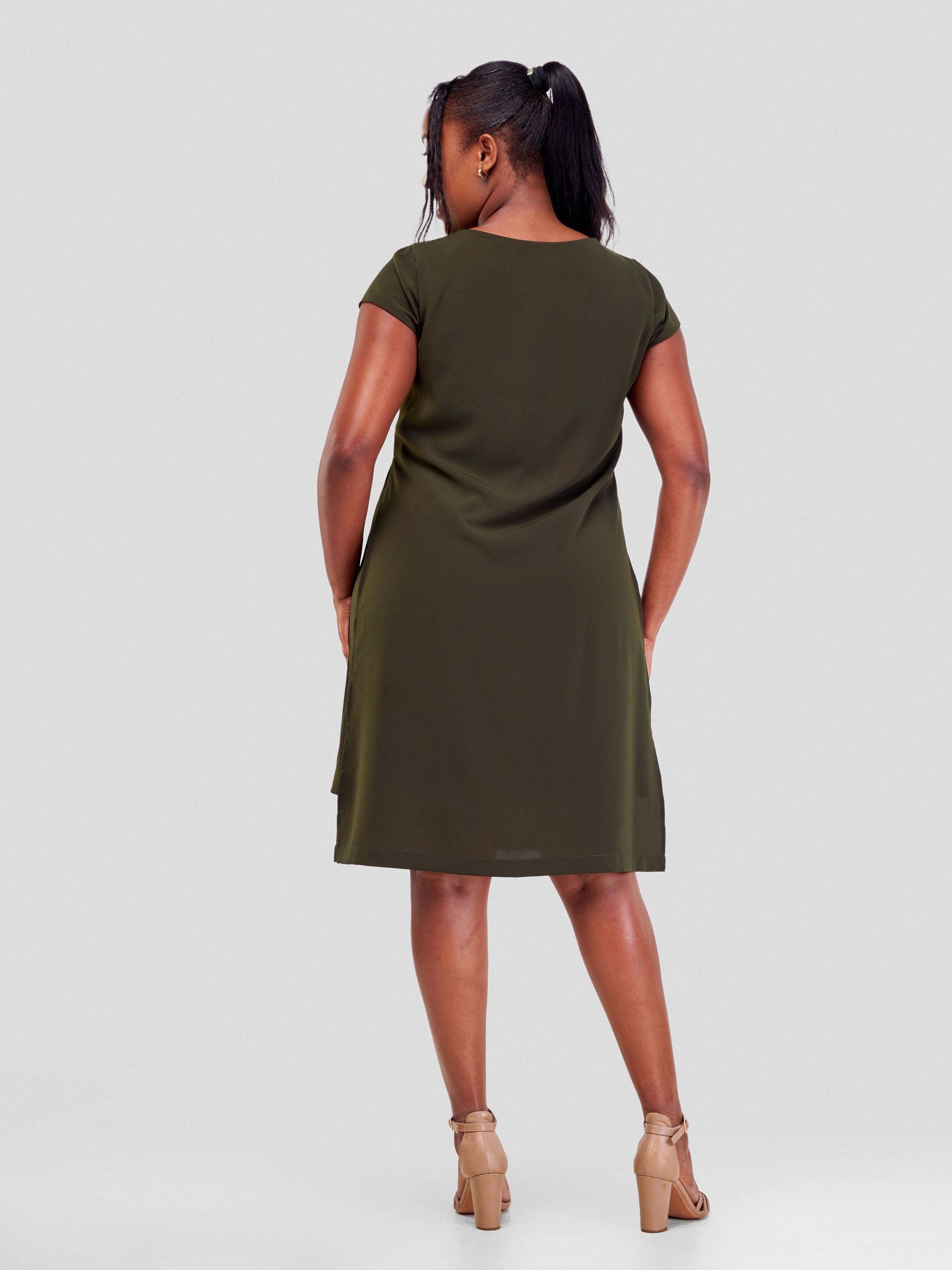 Vivo Amara Cap Sleeve Layered Dress - Hunters