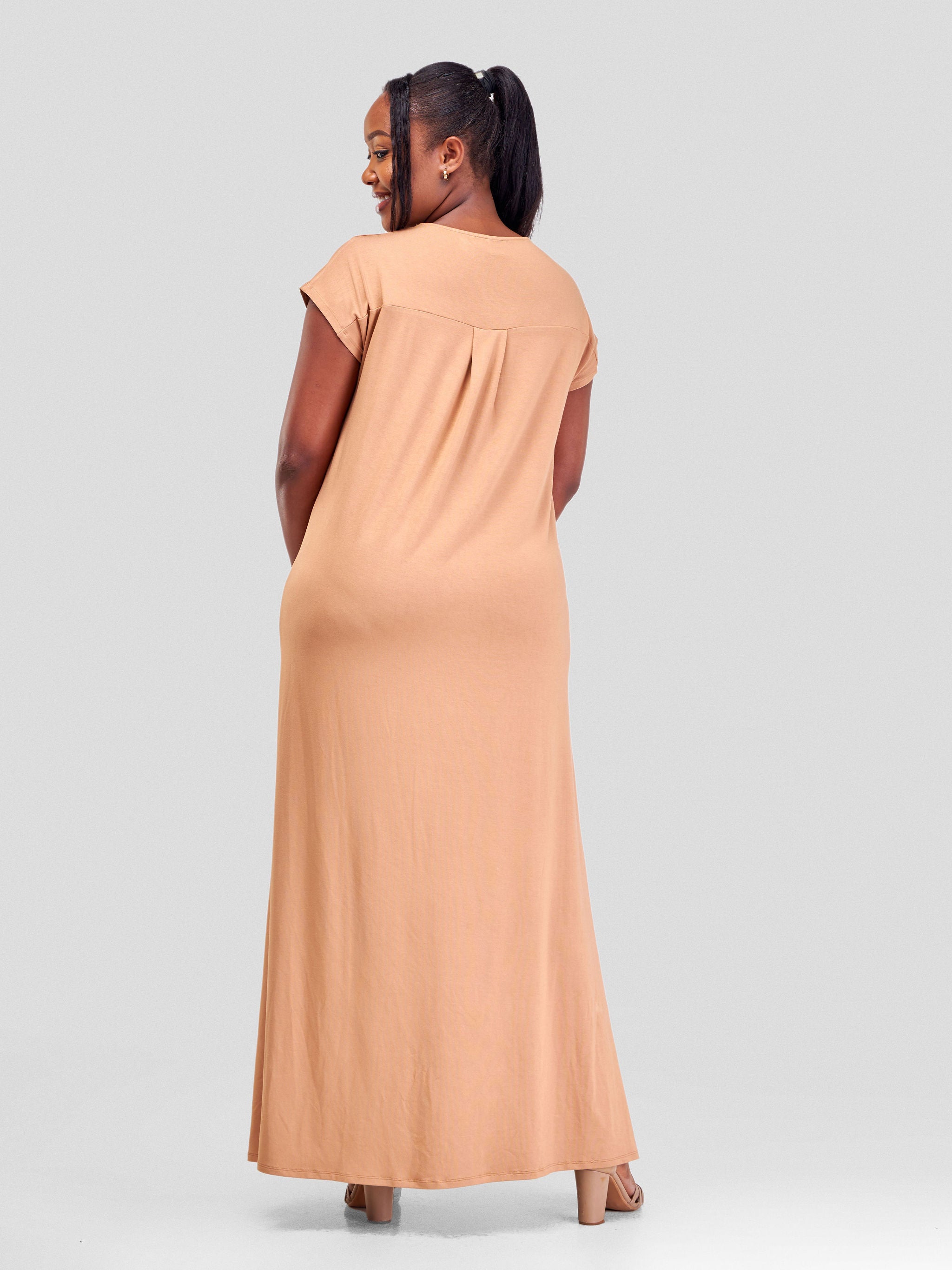 Vivo Amara V-Neck Maxi Dress - Tan