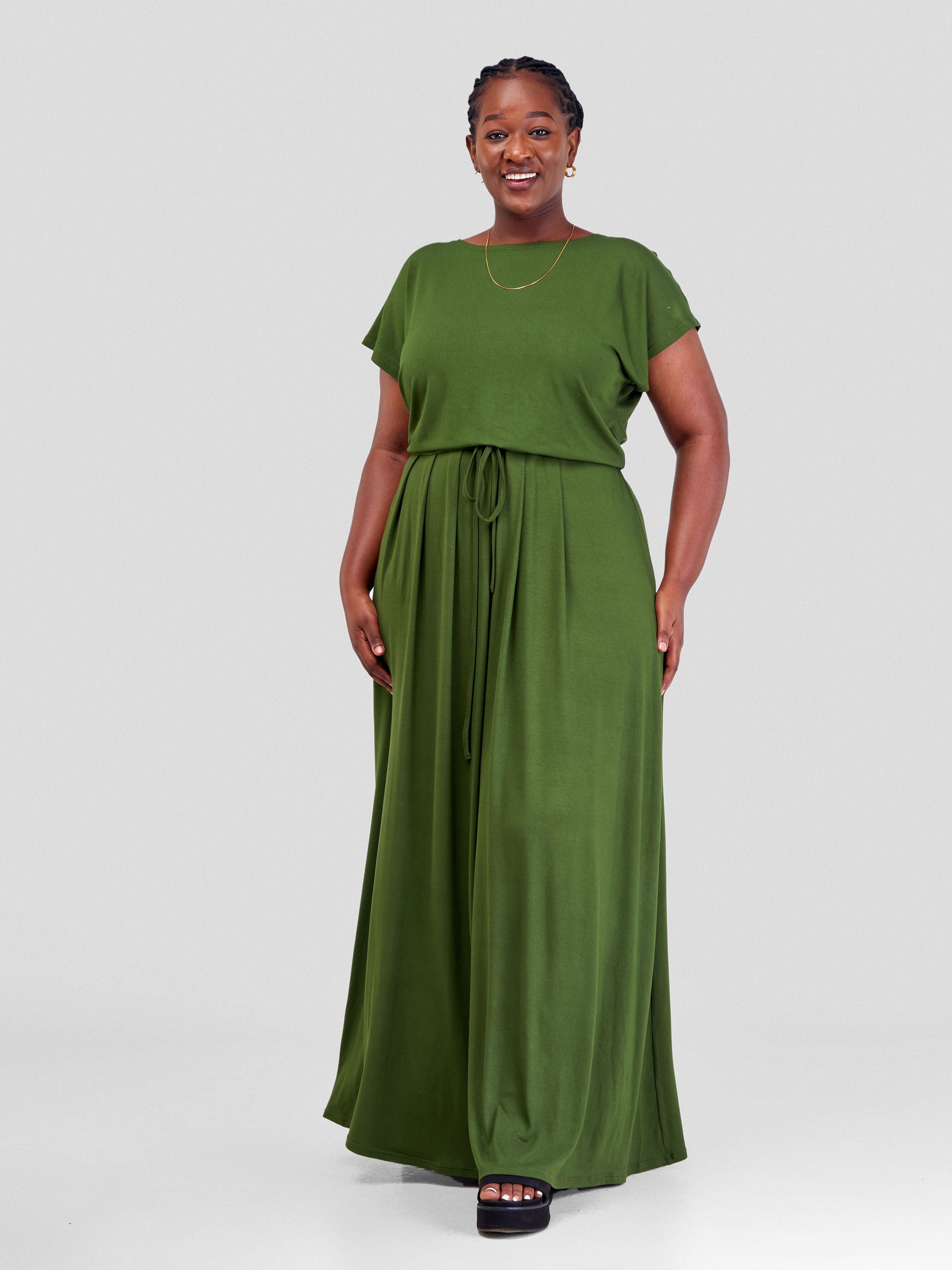 Vivo Amara Drawstring Maxi Dress - Hunters Green