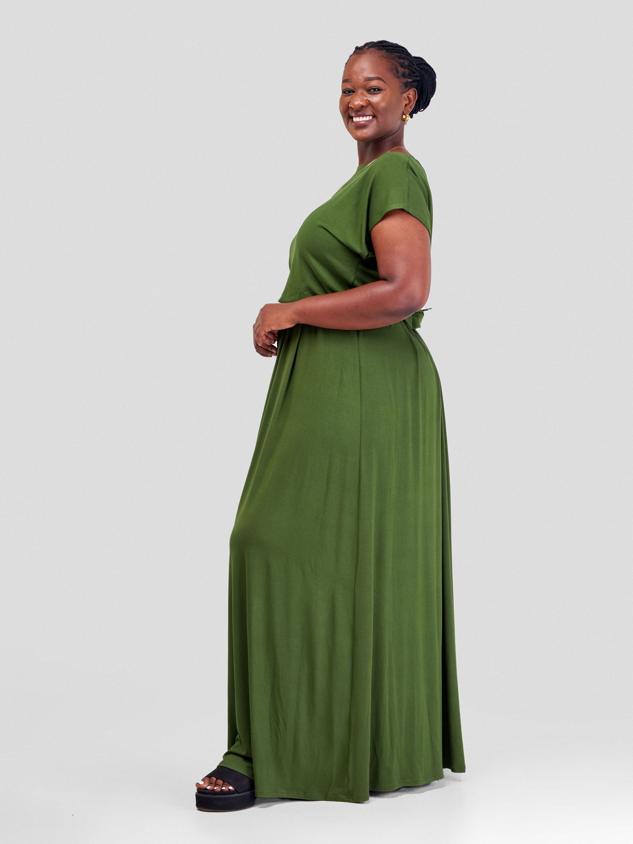 Vivo Amara Drawstring Maxi Dress - Hunters Green