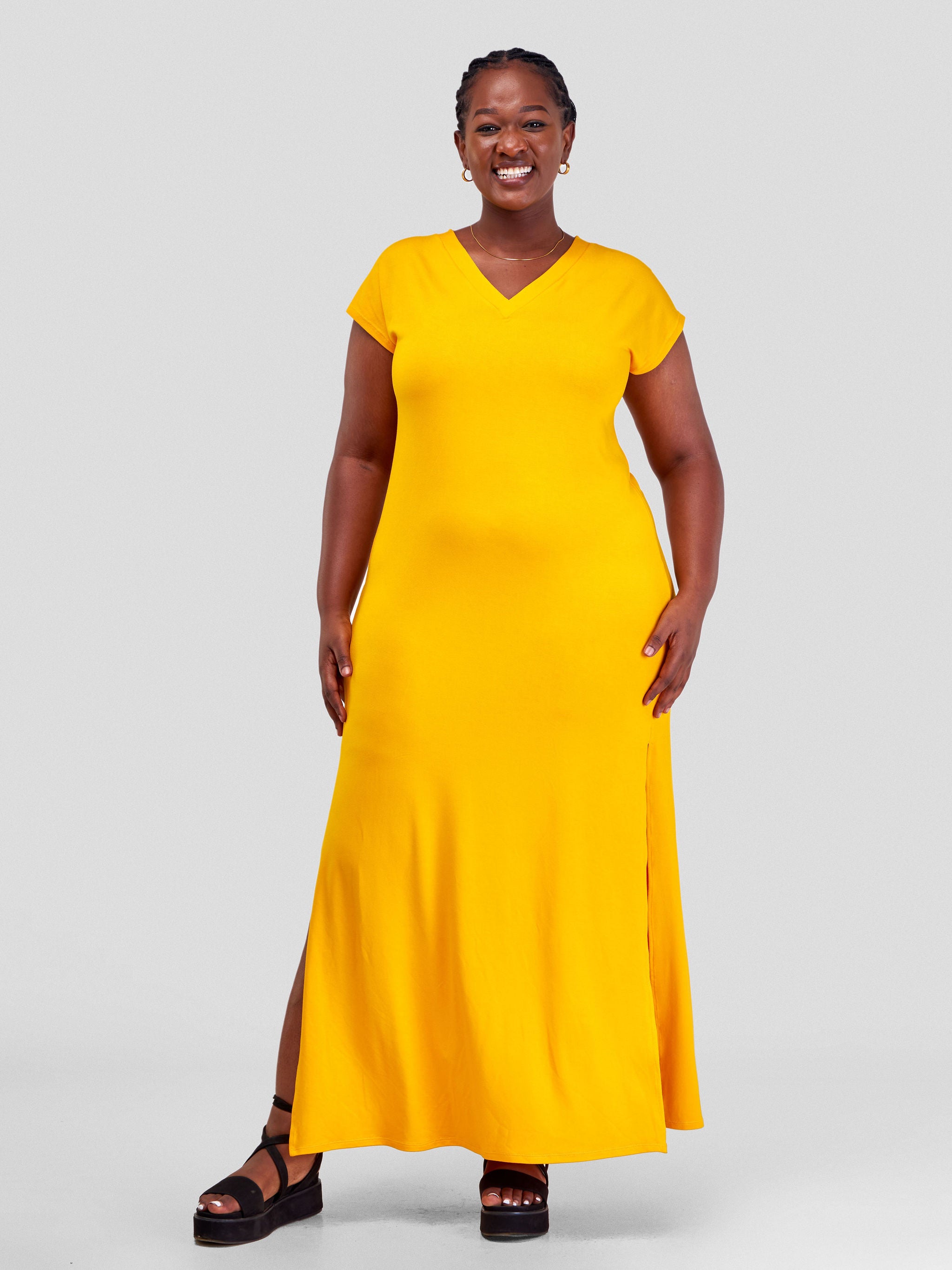 Vivo Amara V-Neck Maxi Dress - Safron