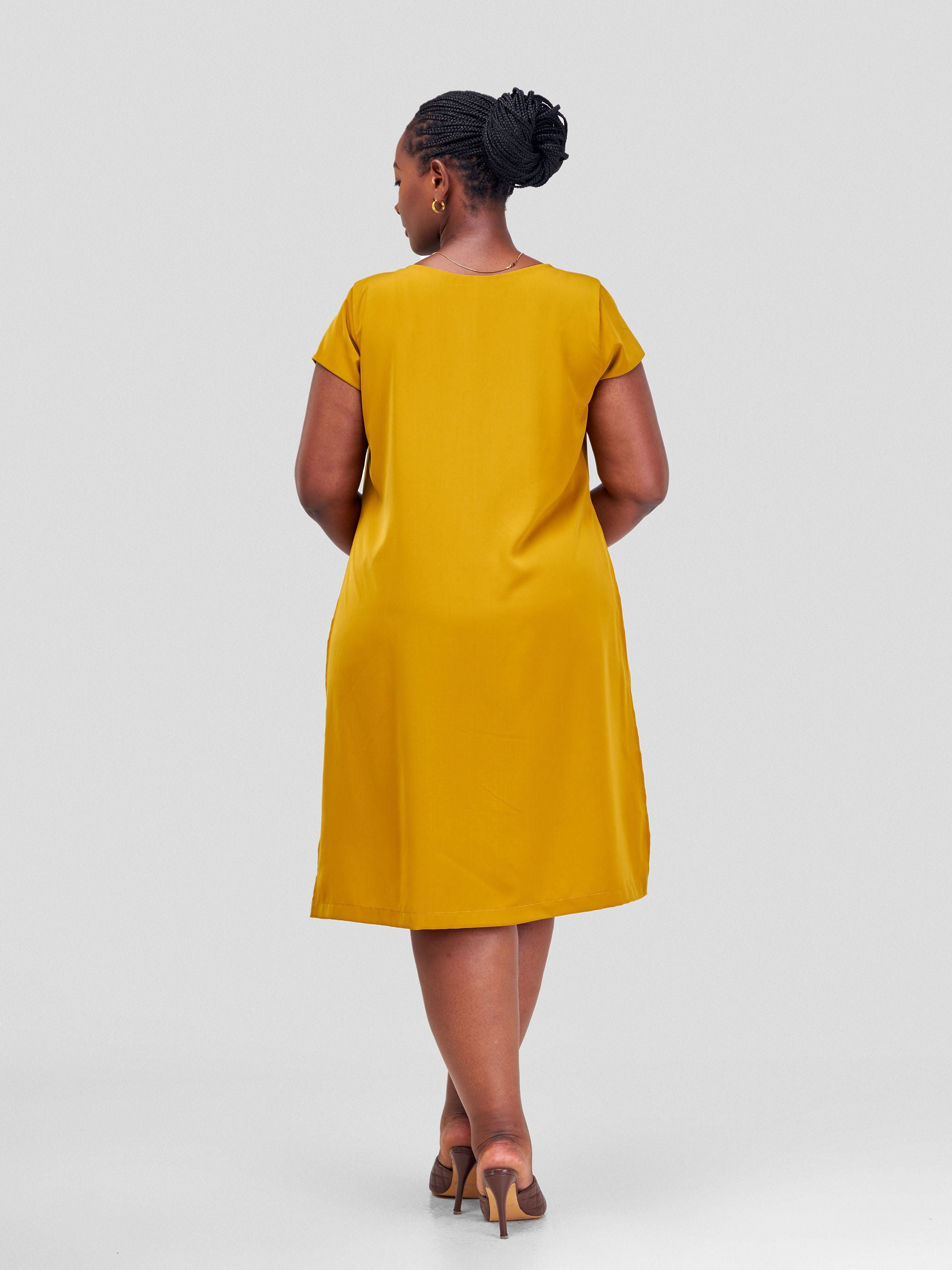 Vivo Amara Cap Sleeve Layered Dress - Mustard