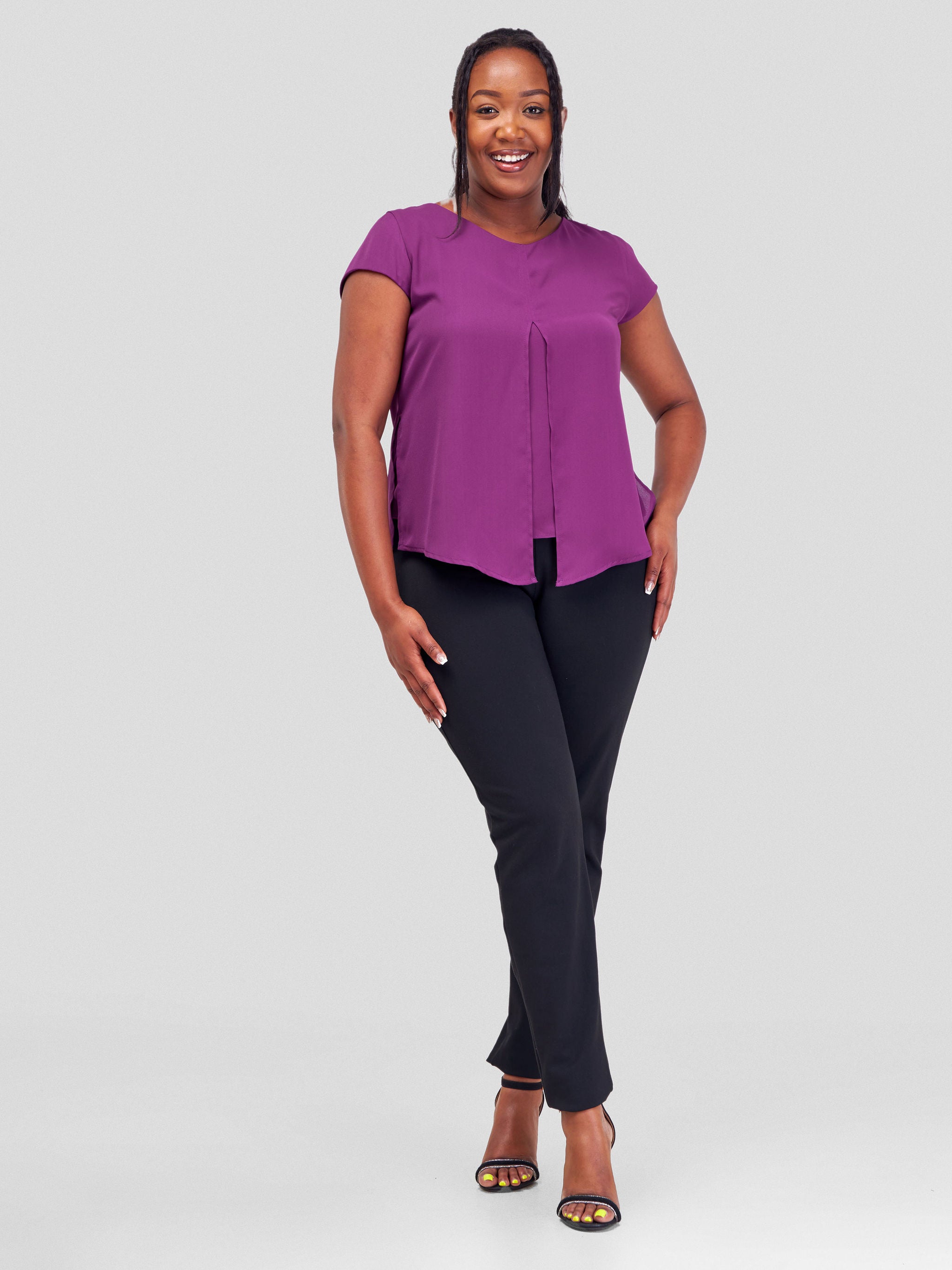 Vivo Amara Cap Sleeve Layered Top - Purple