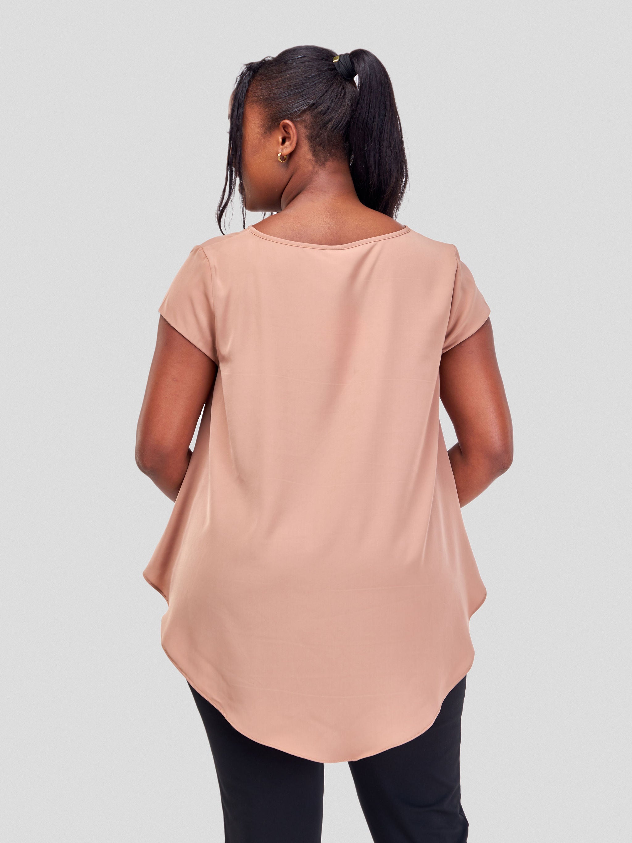 Vivo Amara Cap Sleeve Drape Top - Taupe