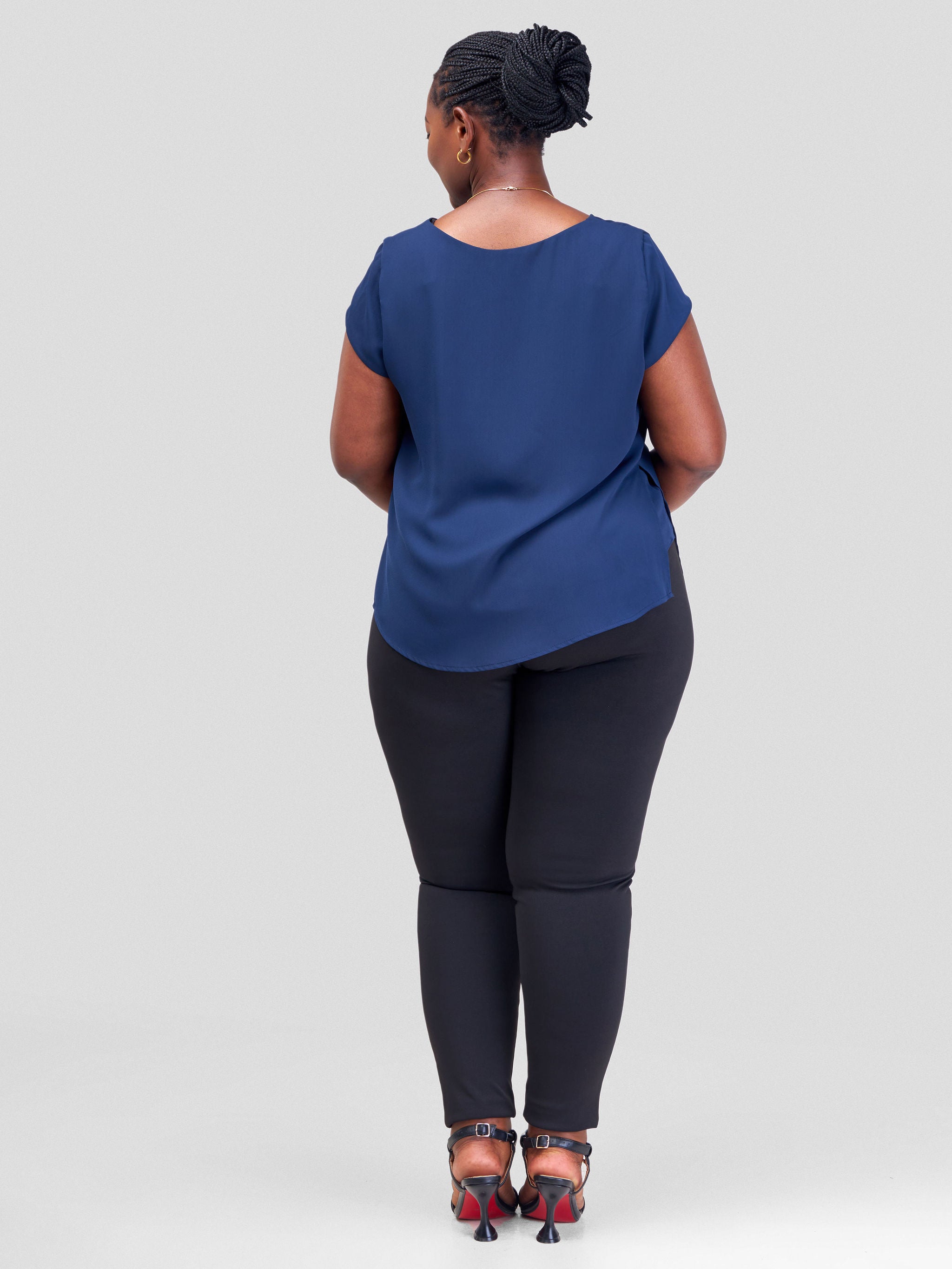 Vivo Amara Cap Sleeve Layered Top - Navy Blue