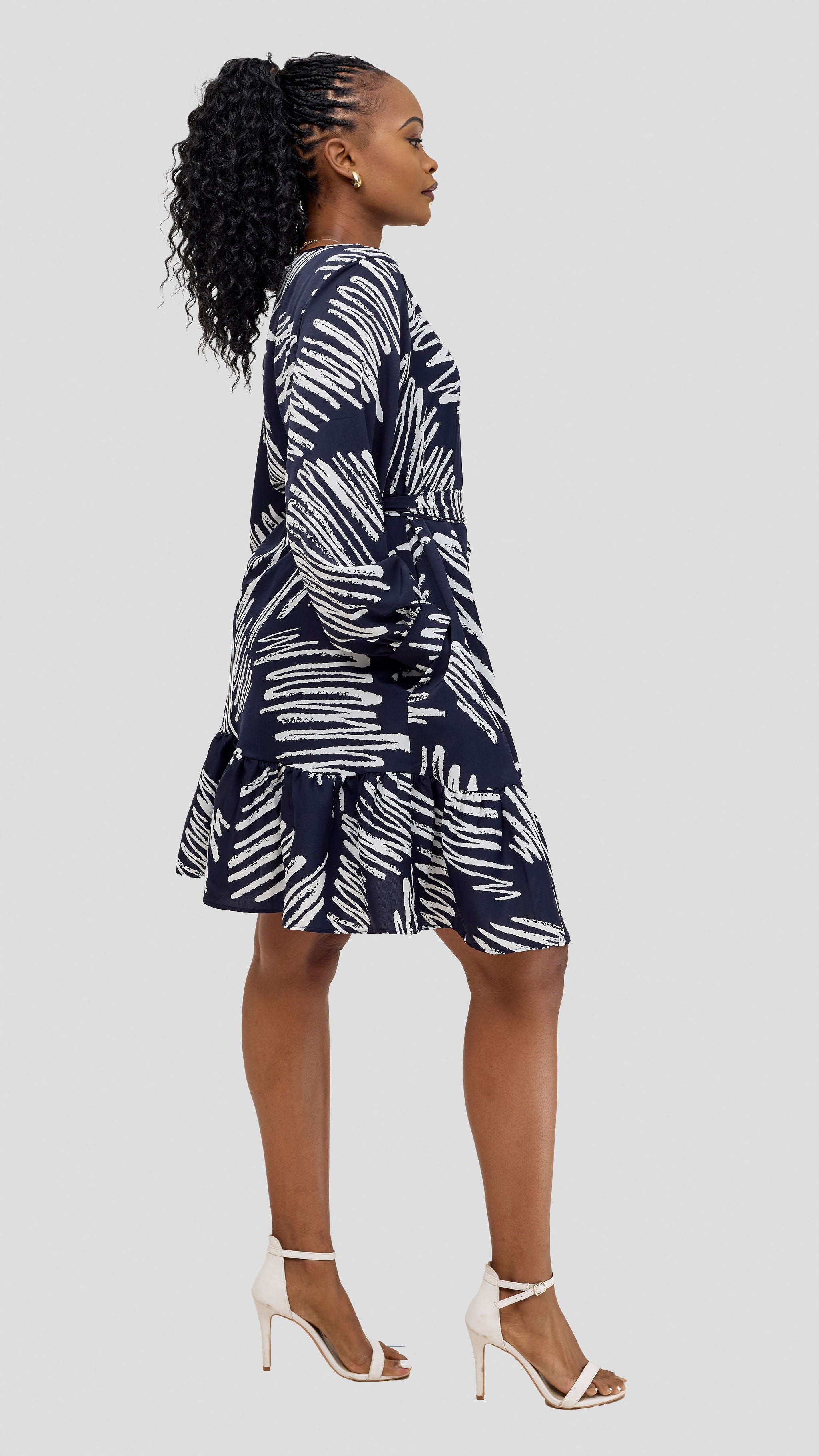 Vivo Serwa Tent Dress - Navy / White Print