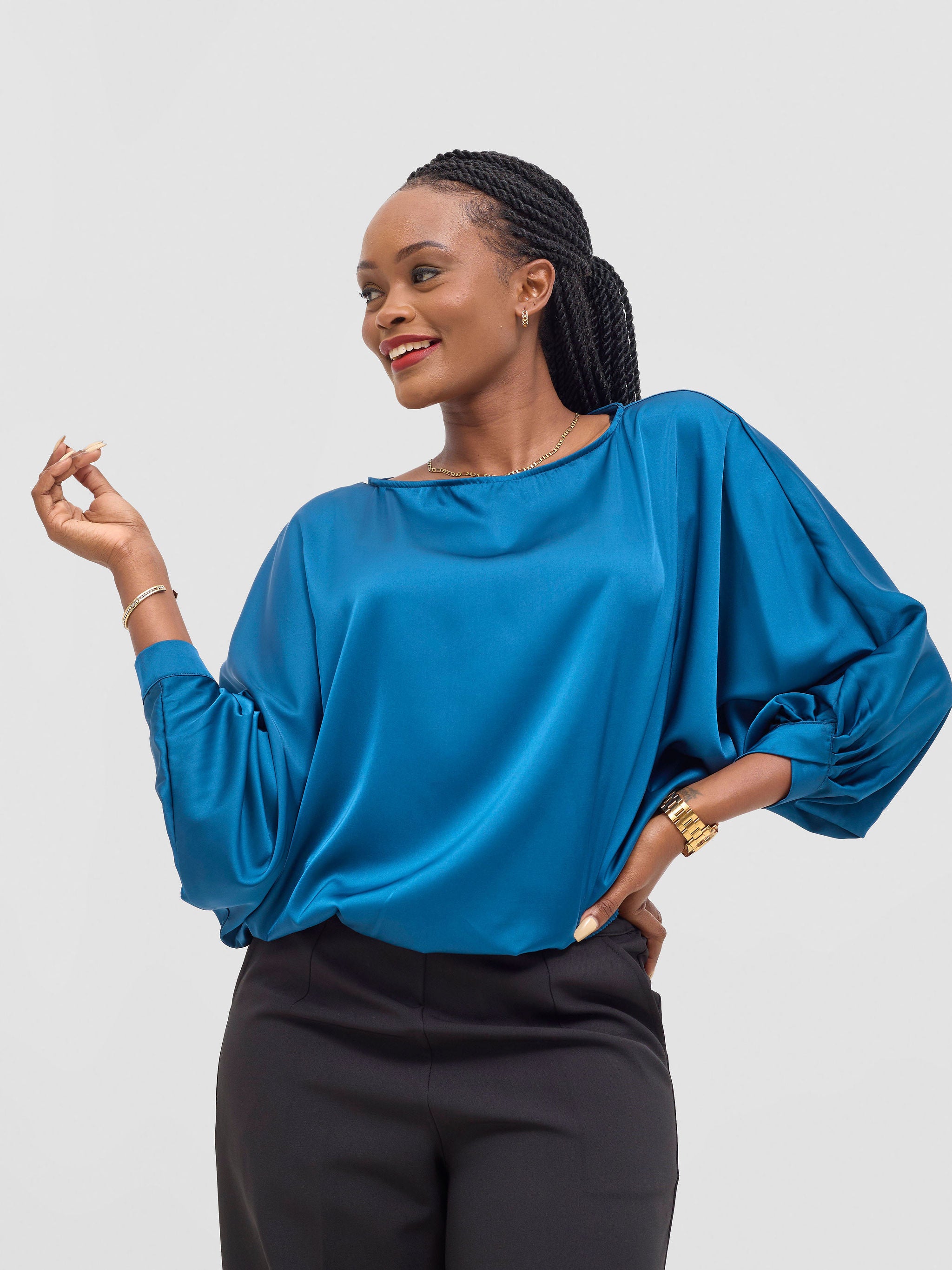 Vivo Sawari Crossed Cuff Batwing Top - Teal