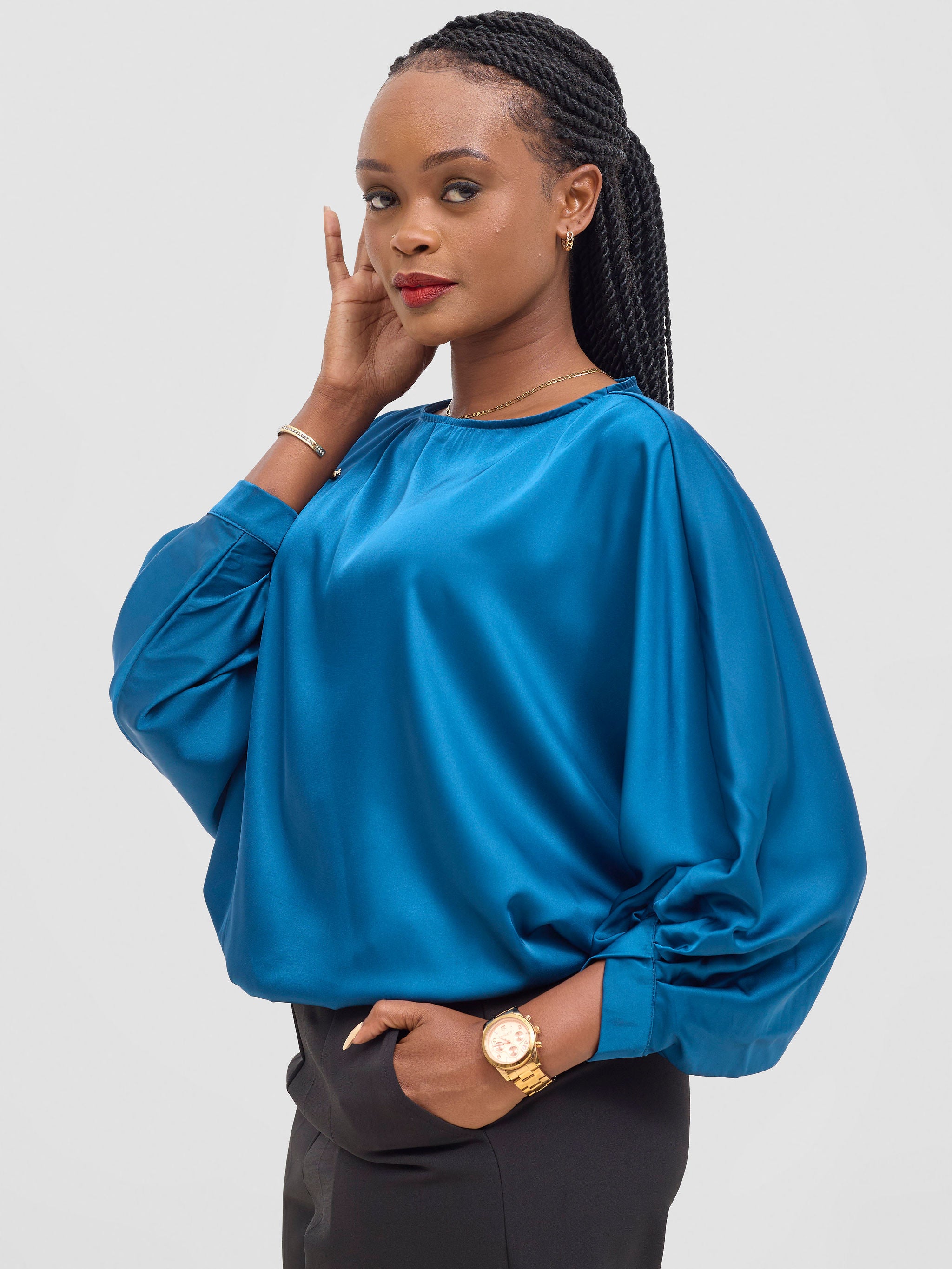 Vivo Sawari Crossed Cuff Batwing Top - Teal