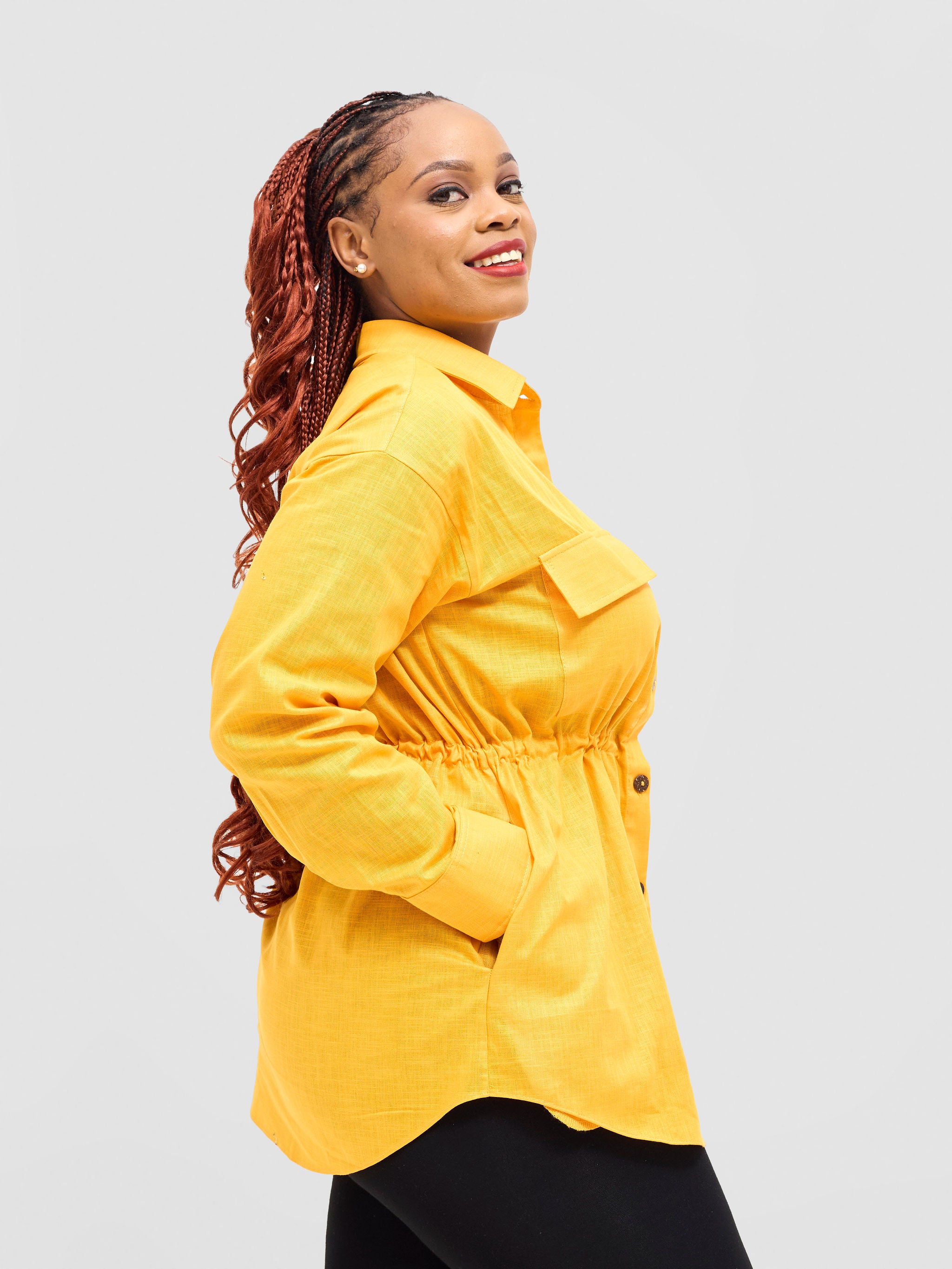 Safari Savannah Drawstring Shacket - Mustard