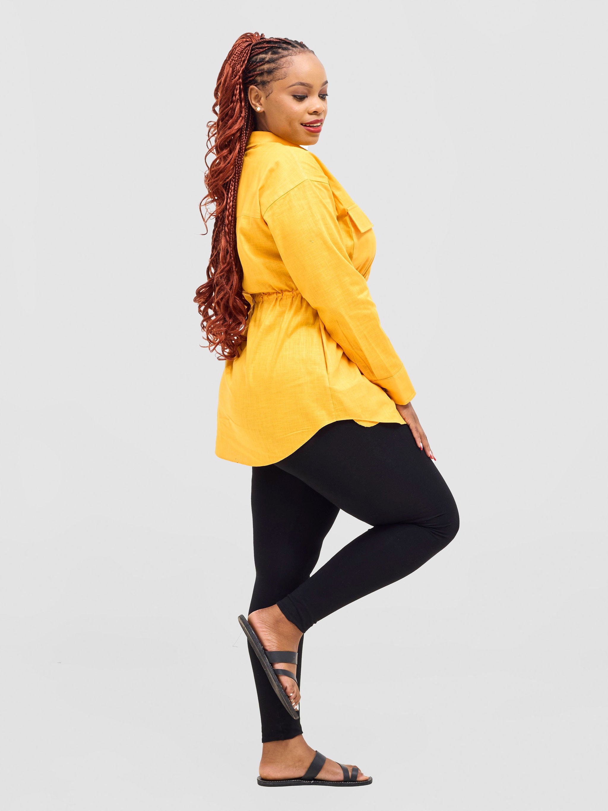Safari Savannah Drawstring Shacket - Mustard