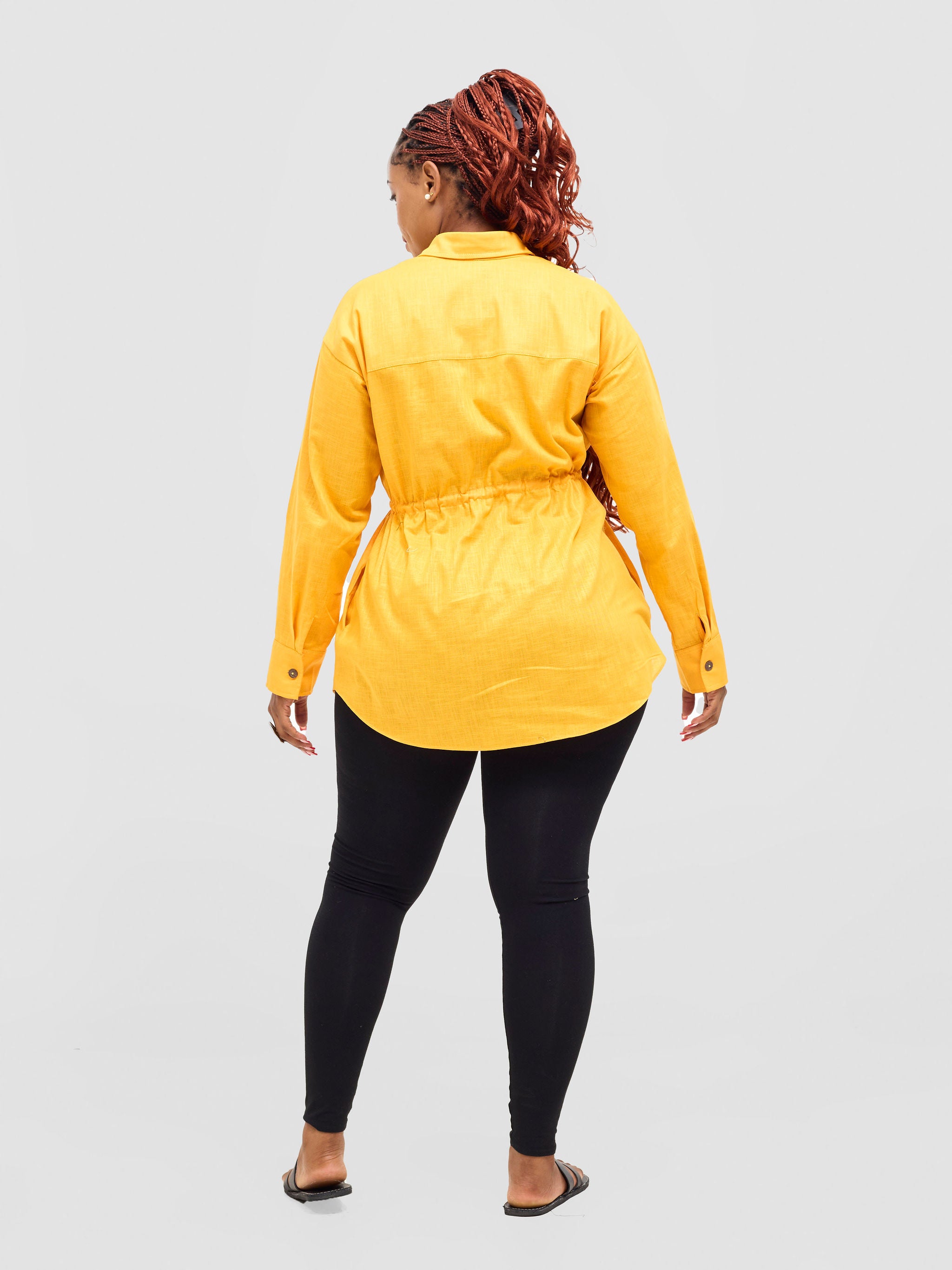 Safari Savannah Drawstring Shacket - Mustard