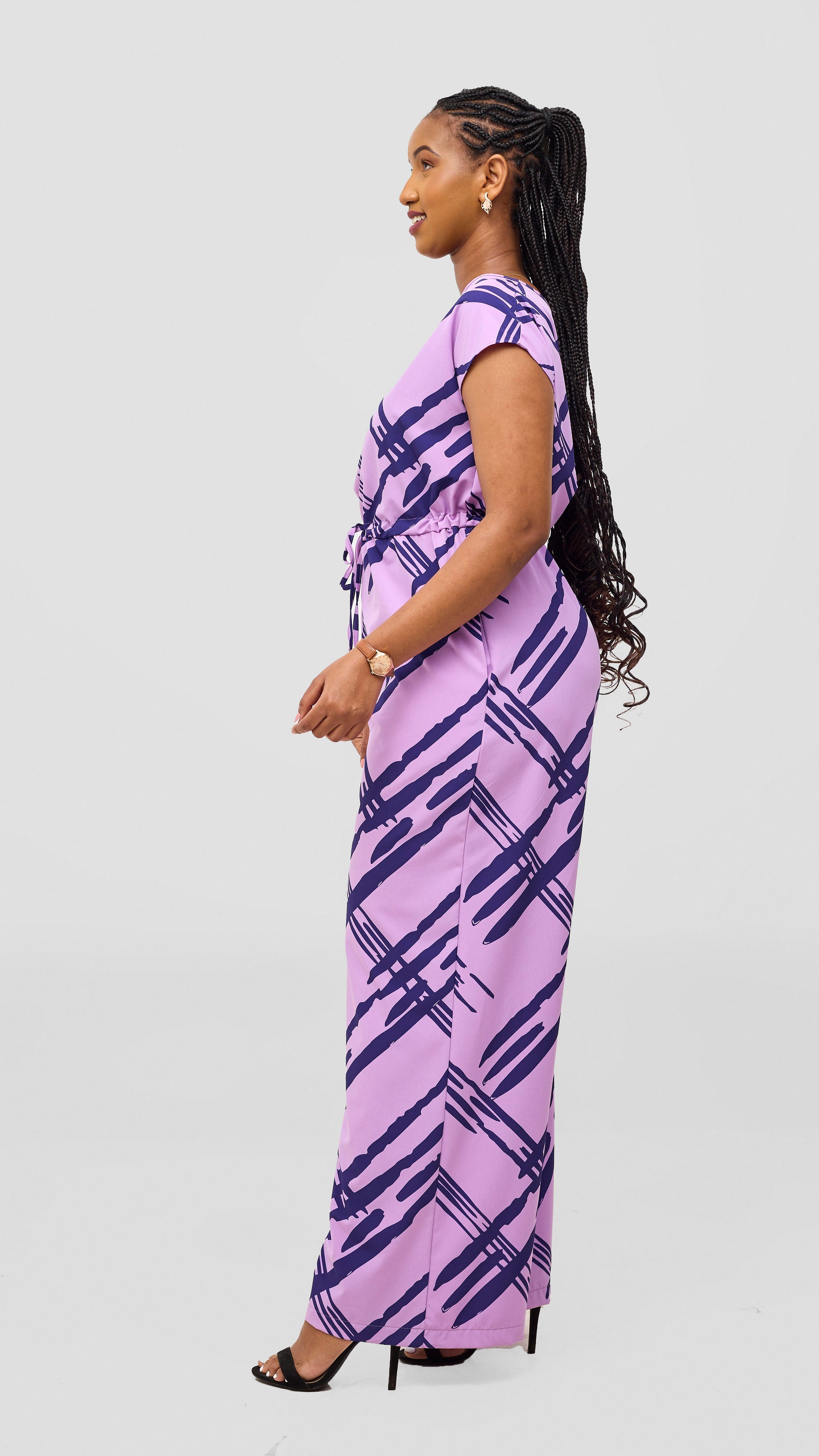 Vivo Sakari Drop Shoulder Jumpsuit - Lilac / Navy Lisi Print