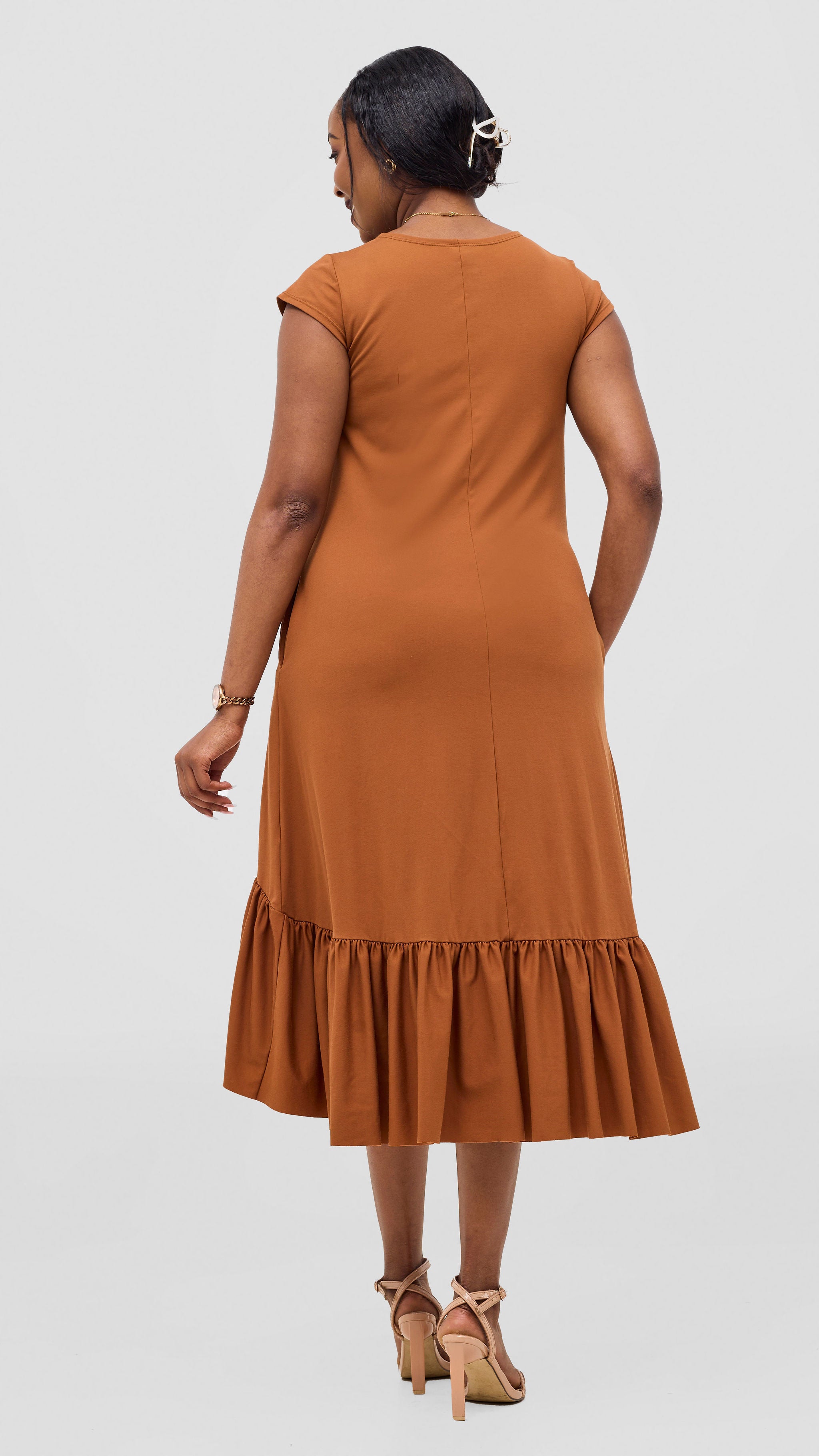 Vivo Lindi High Low Dress - Dark Tan