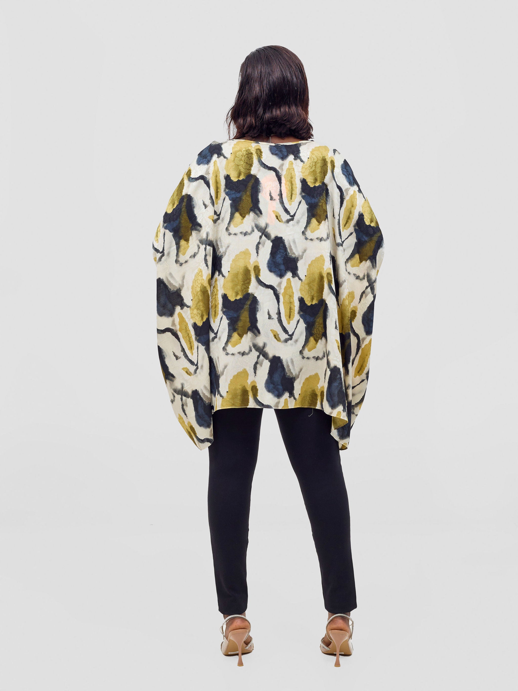 Vivo Basic Liv Chiffon Top - Beige / Mustard Bayu Print