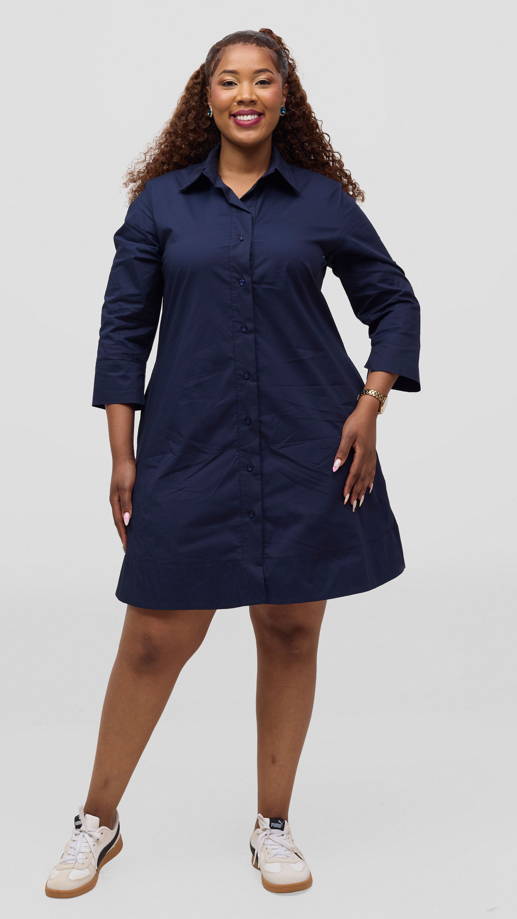 Vivo Lulu Wide Hem Tent Dress - Navy