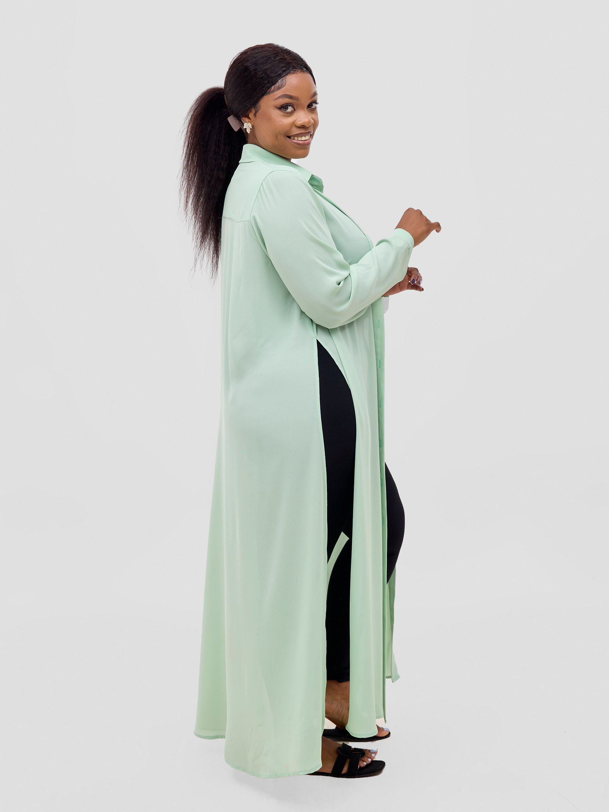 Vivo Wena High Slit Maxi Shirt - Sea Green