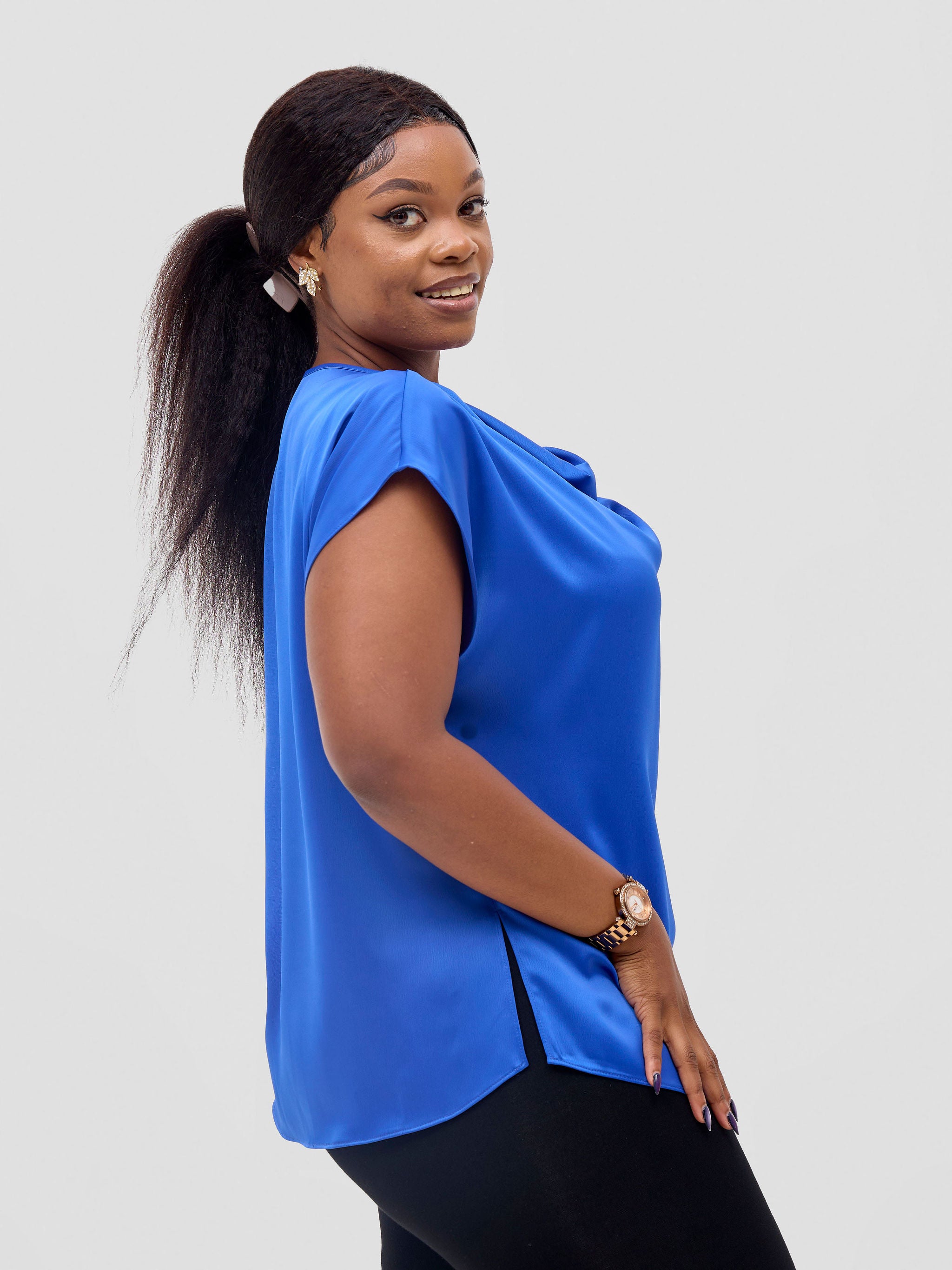 Vivo Meli Cowl Top - Royal Blue