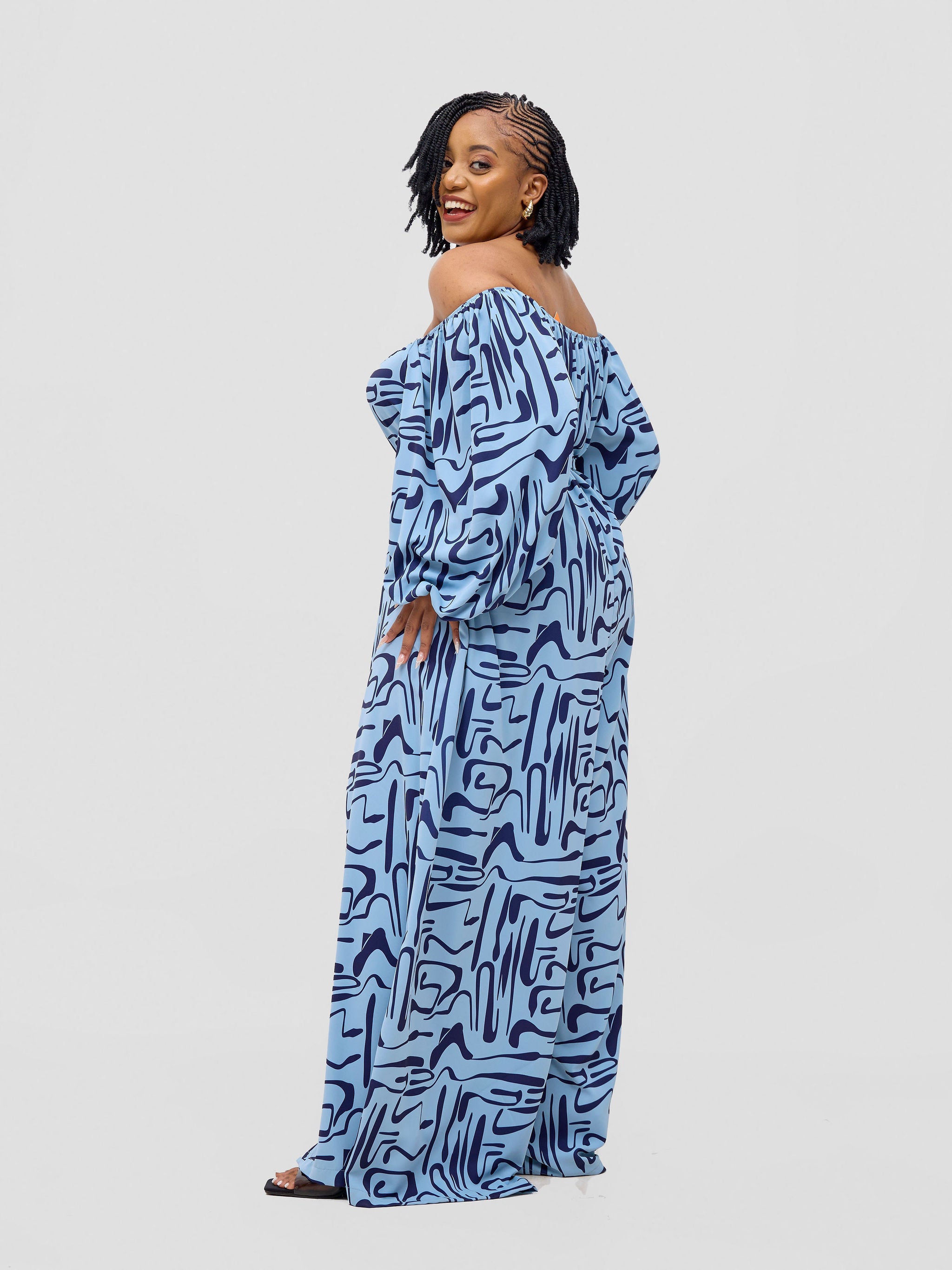 Vivo Serwa Wide Leg Jumpsuit - Baby Blue / Navy Sera Print