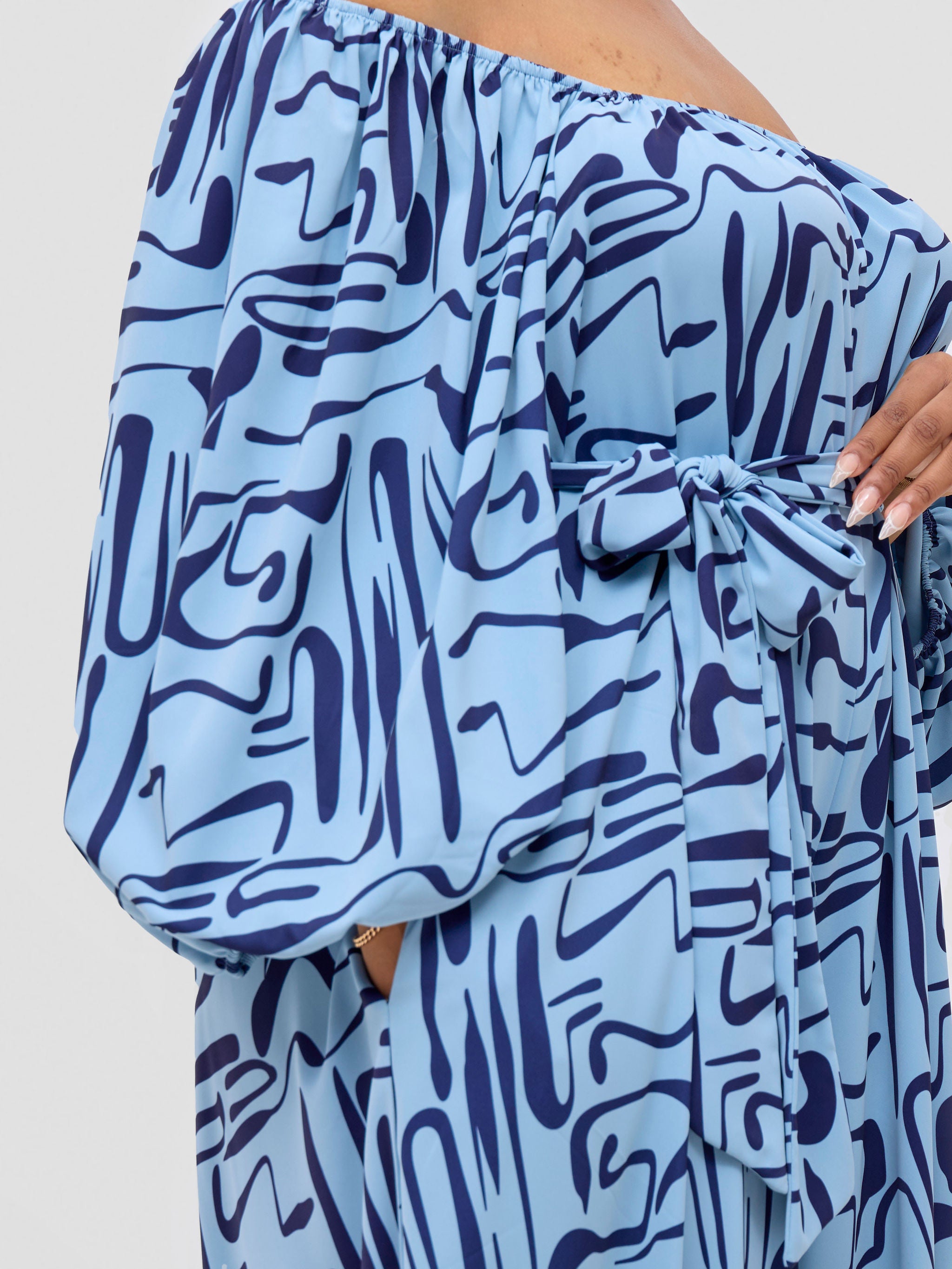 Vivo Serwa Wide Leg Jumpsuit - Baby Blue / Navy Sera Print