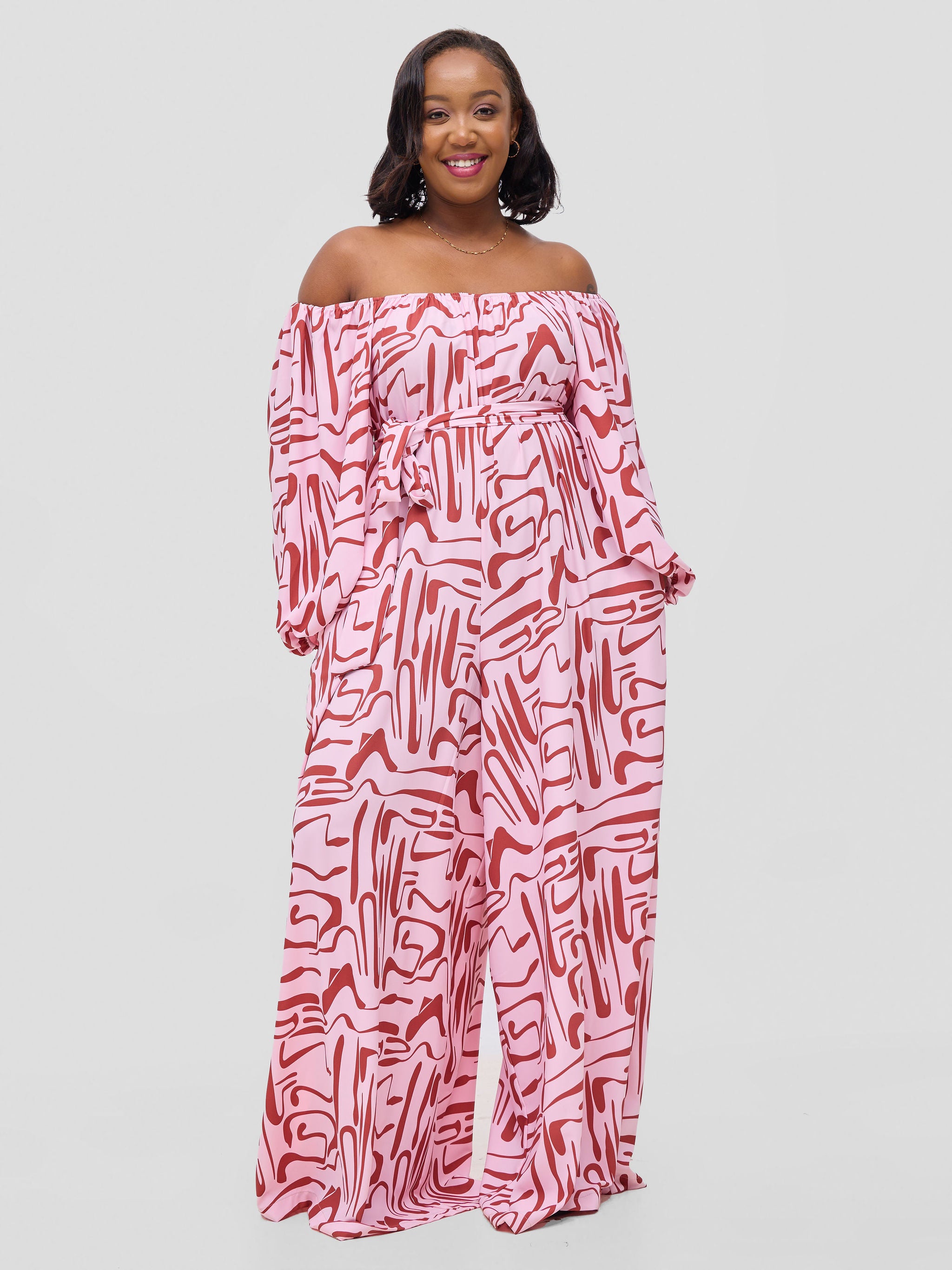 Vivo Serwa Wide Leg Jumpsuit - Pink /  Rust Sera Print