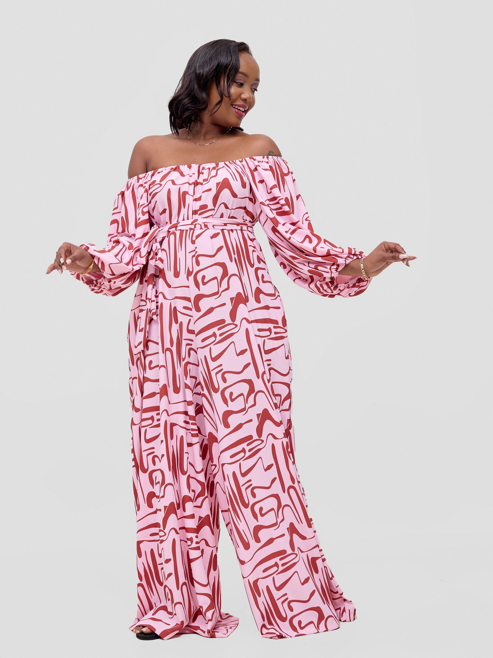 Vivo Serwa Wide Leg Jumpsuit - Pink /  Rust Sera Print