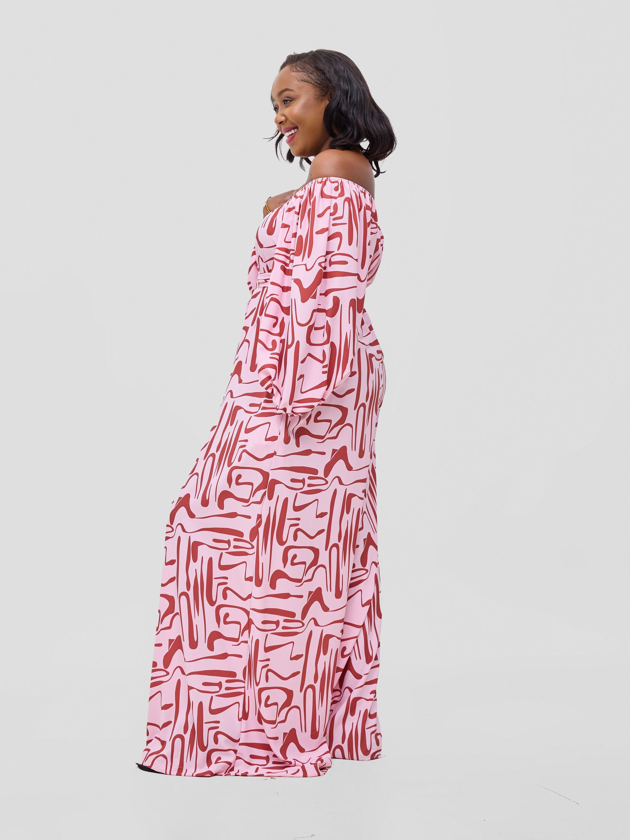 Vivo Serwa Wide Leg Jumpsuit - Pink /  Rust Sera Print