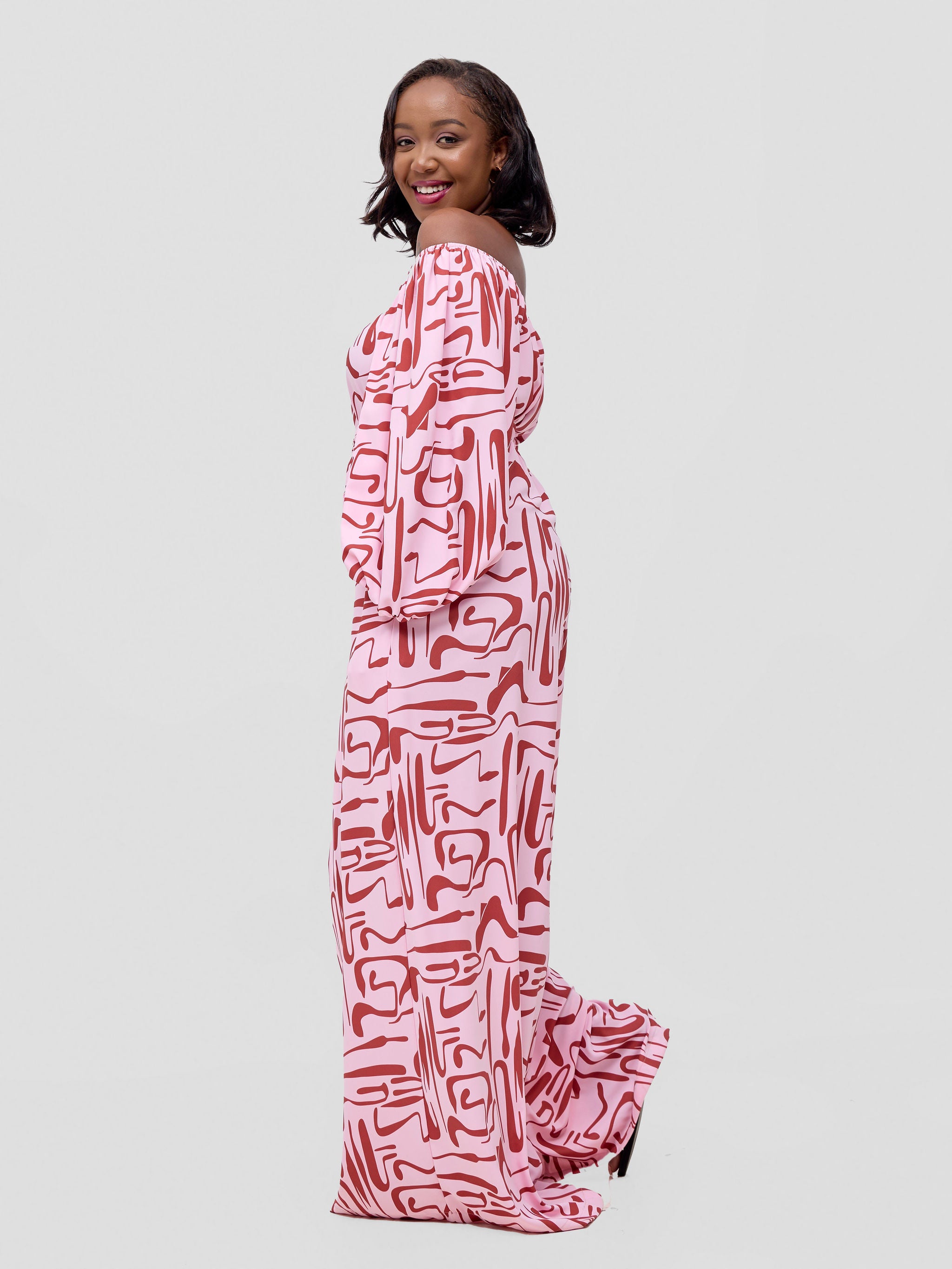 Vivo Serwa Wide Leg Jumpsuit - Pink /  Rust Sera Print