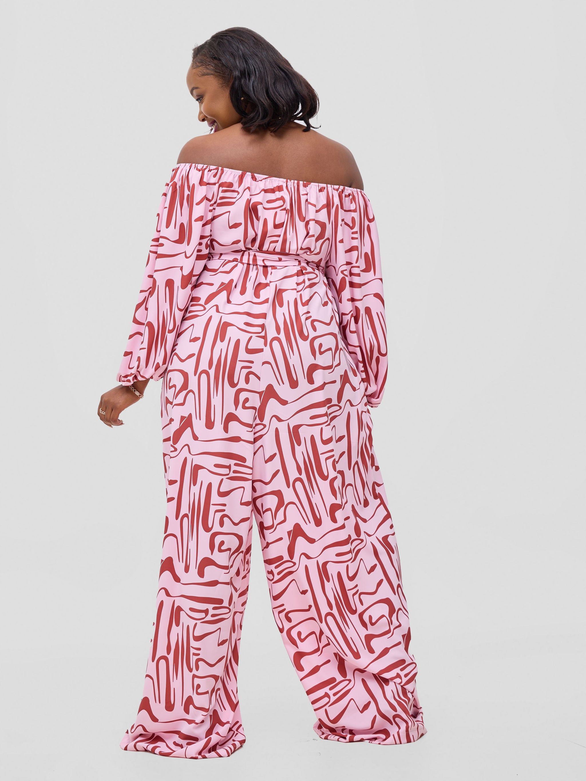 Vivo Serwa Wide Leg Jumpsuit - Pink /  Rust Sera Print