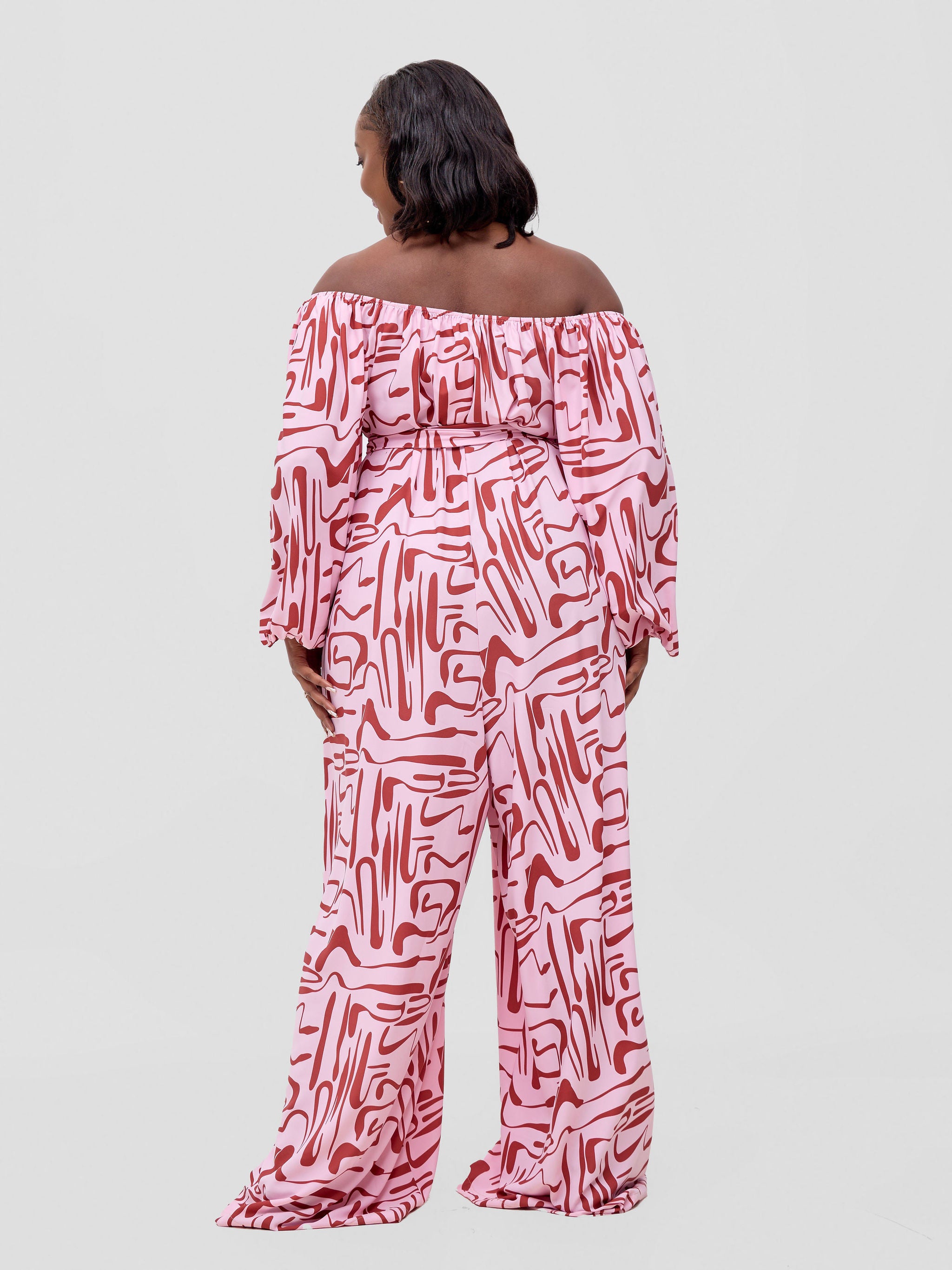 Vivo Serwa Wide Leg Jumpsuit - Pink /  Rust Sera Print
