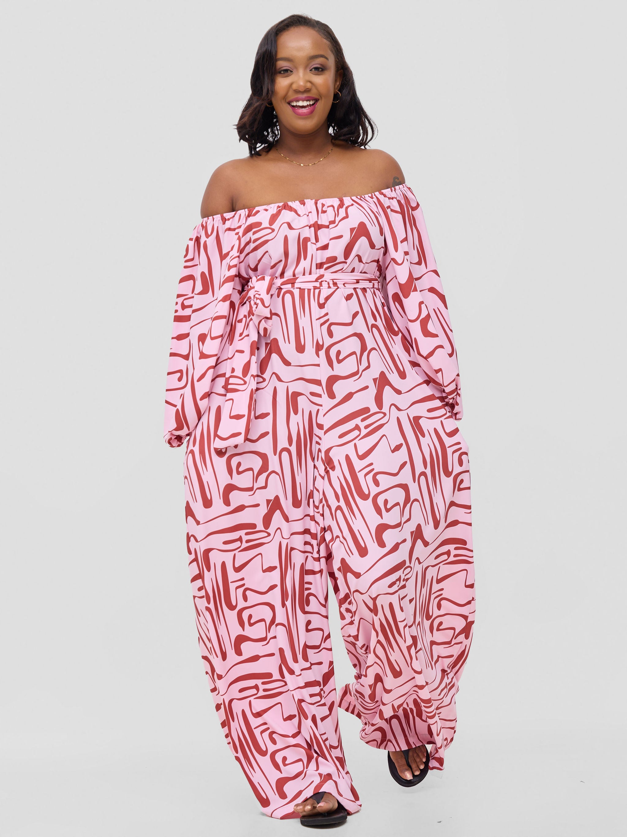 Vivo Serwa Wide Leg Jumpsuit - Pink /  Rust Sera Print