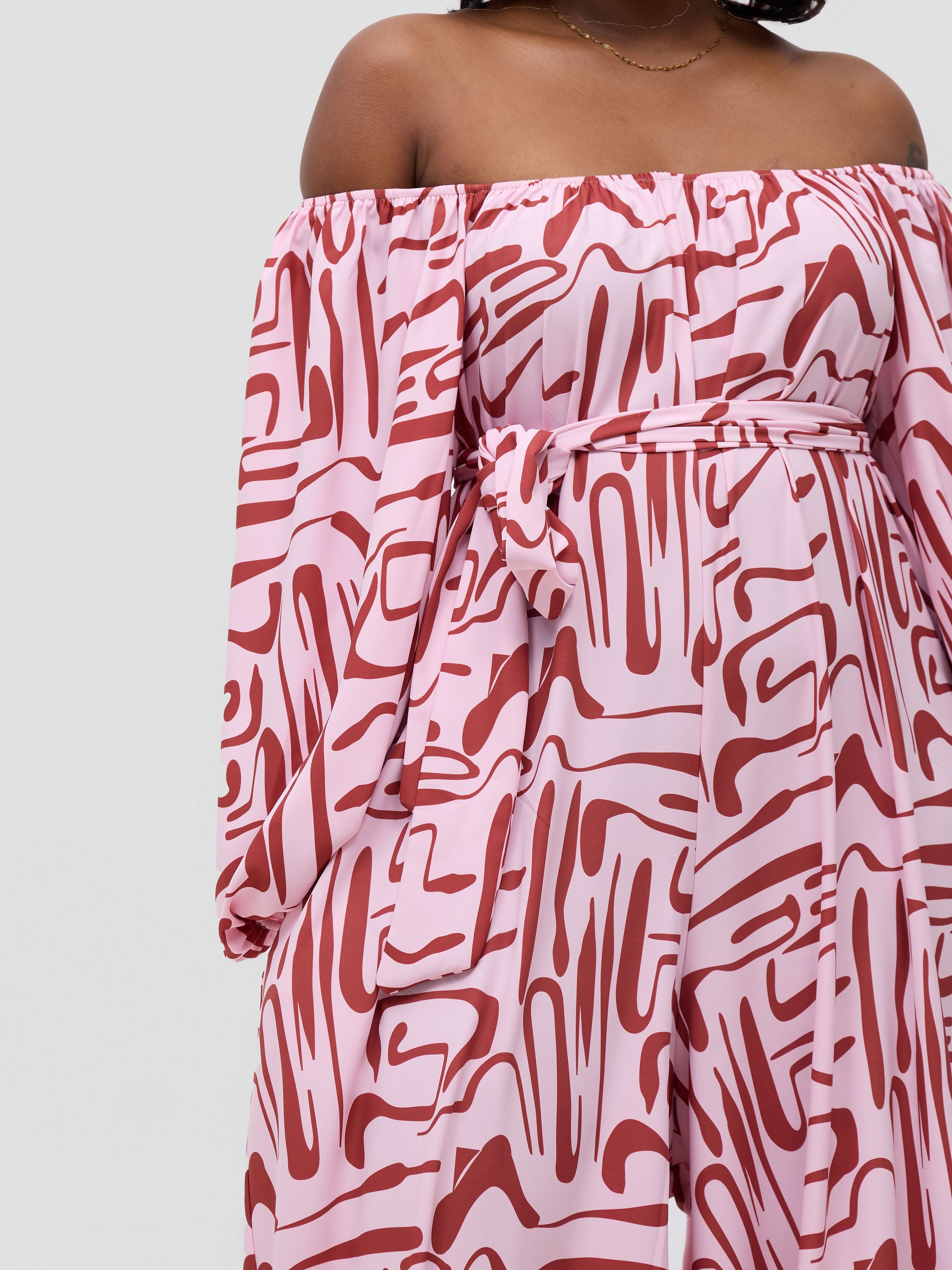 Vivo Serwa Wide Leg Jumpsuit - Pink /  Rust Sera Print