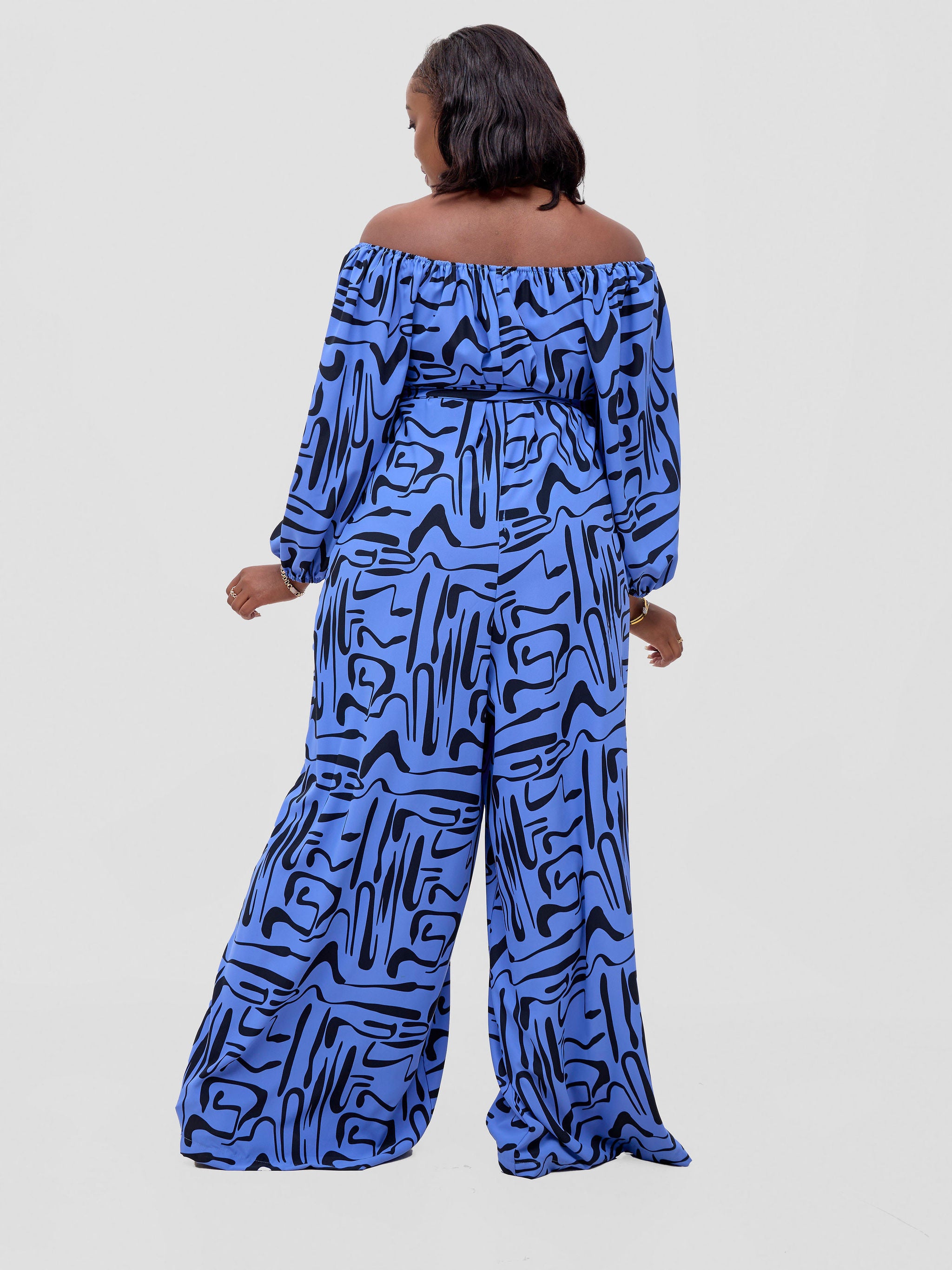 Vivo Serwa Wide Leg Jumpsuit - Blue / Black Sera Print