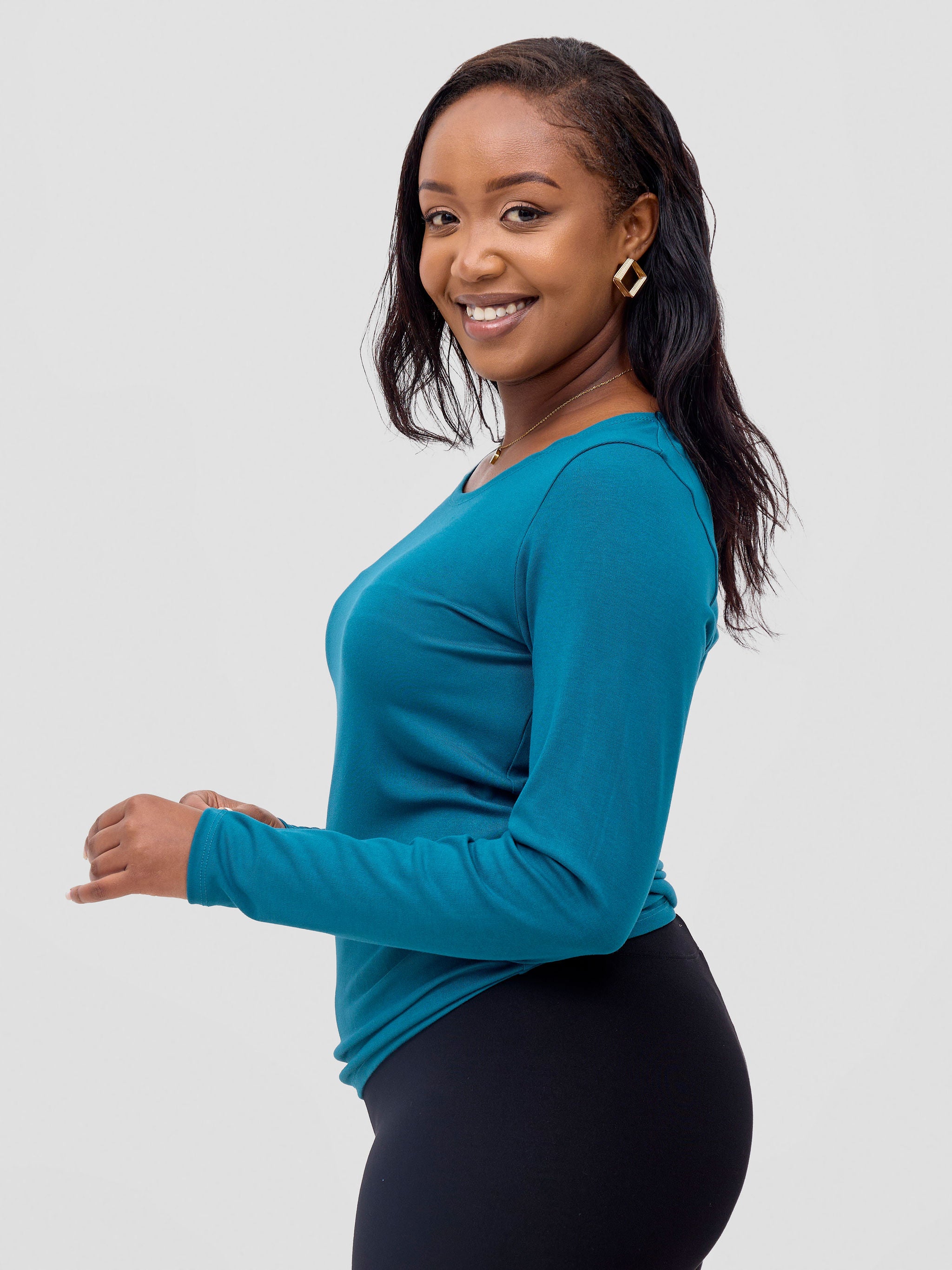 Vivo Basic Val Long Sleeve Top - Deep Teal