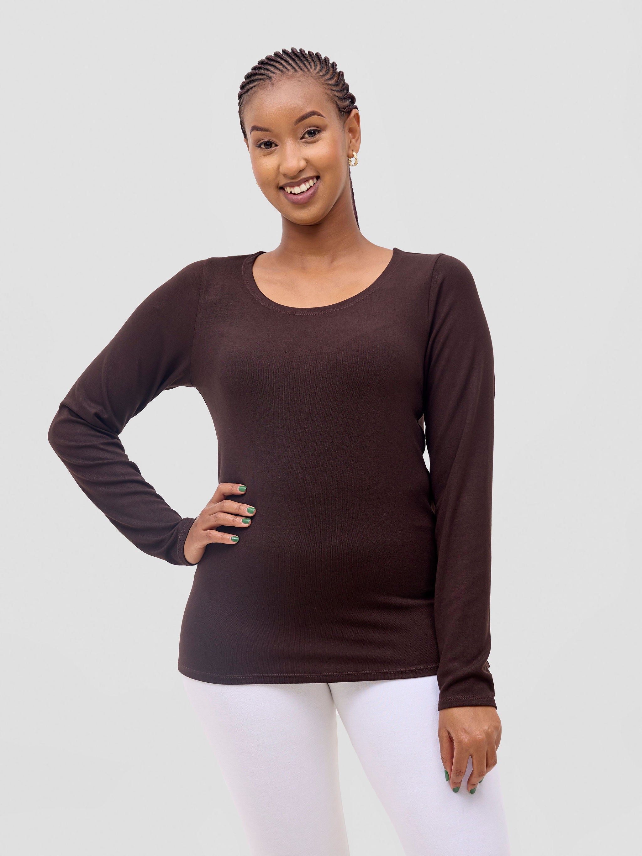 Vivo Basic Val Long Sleeve Top - Chocolate