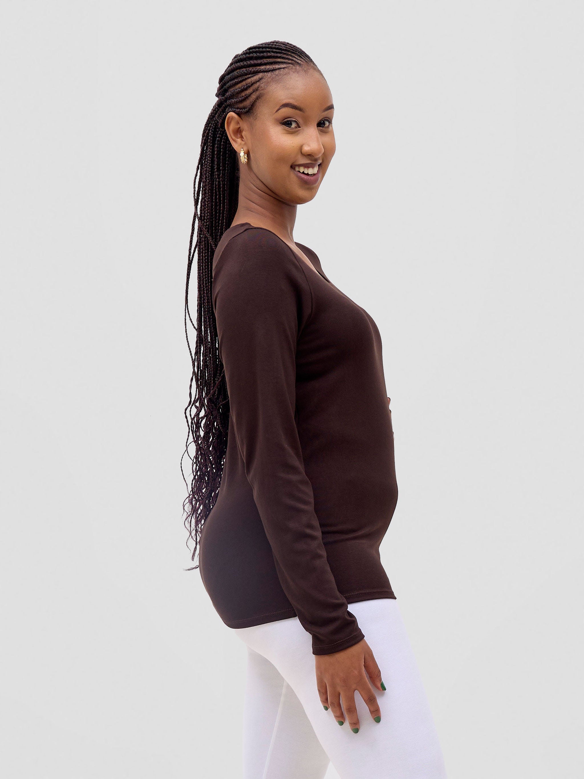 Vivo Basic Val Long Sleeve Top - Chocolate