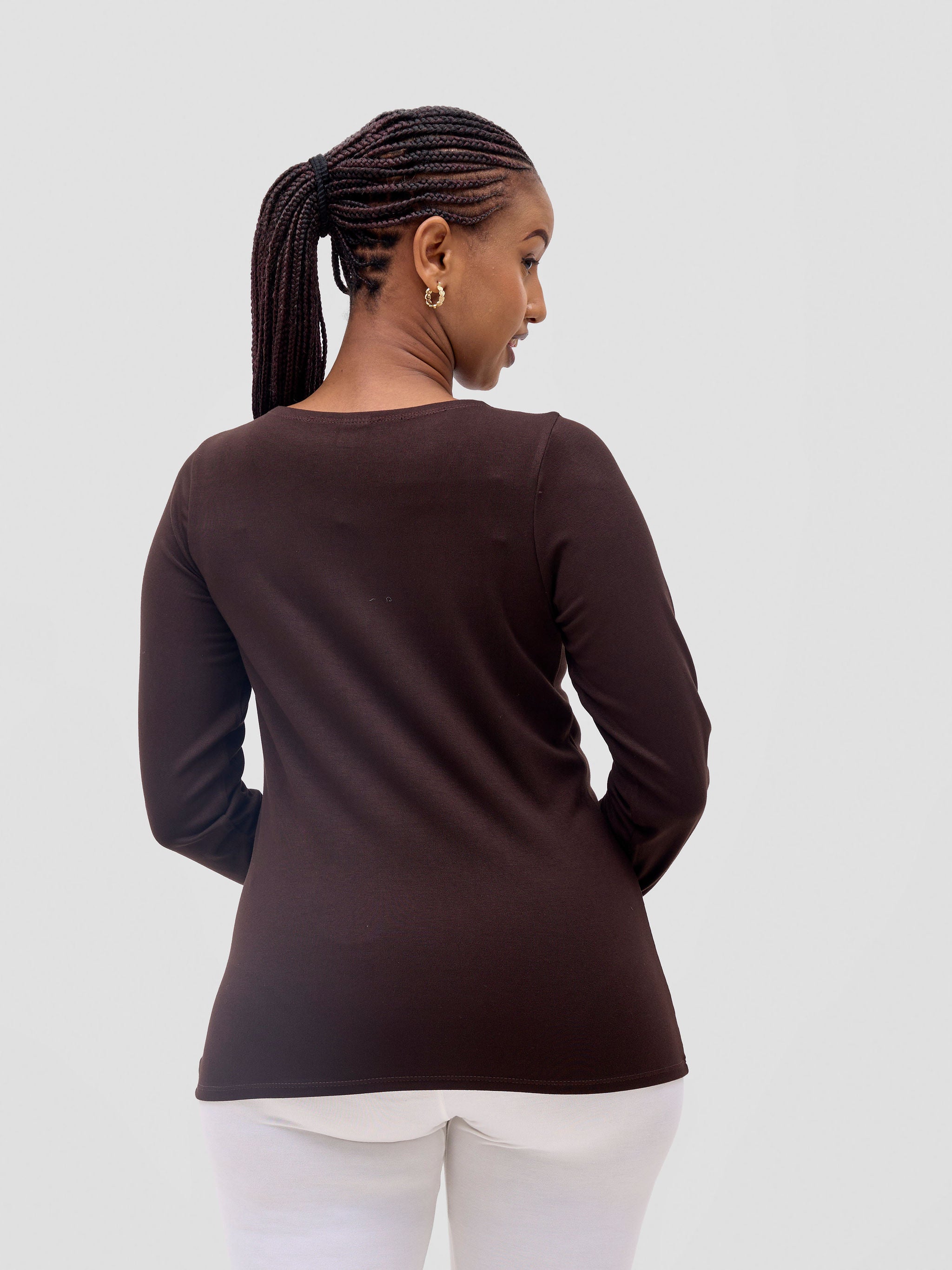 Vivo Basic Val Long Sleeve Top - Chocolate