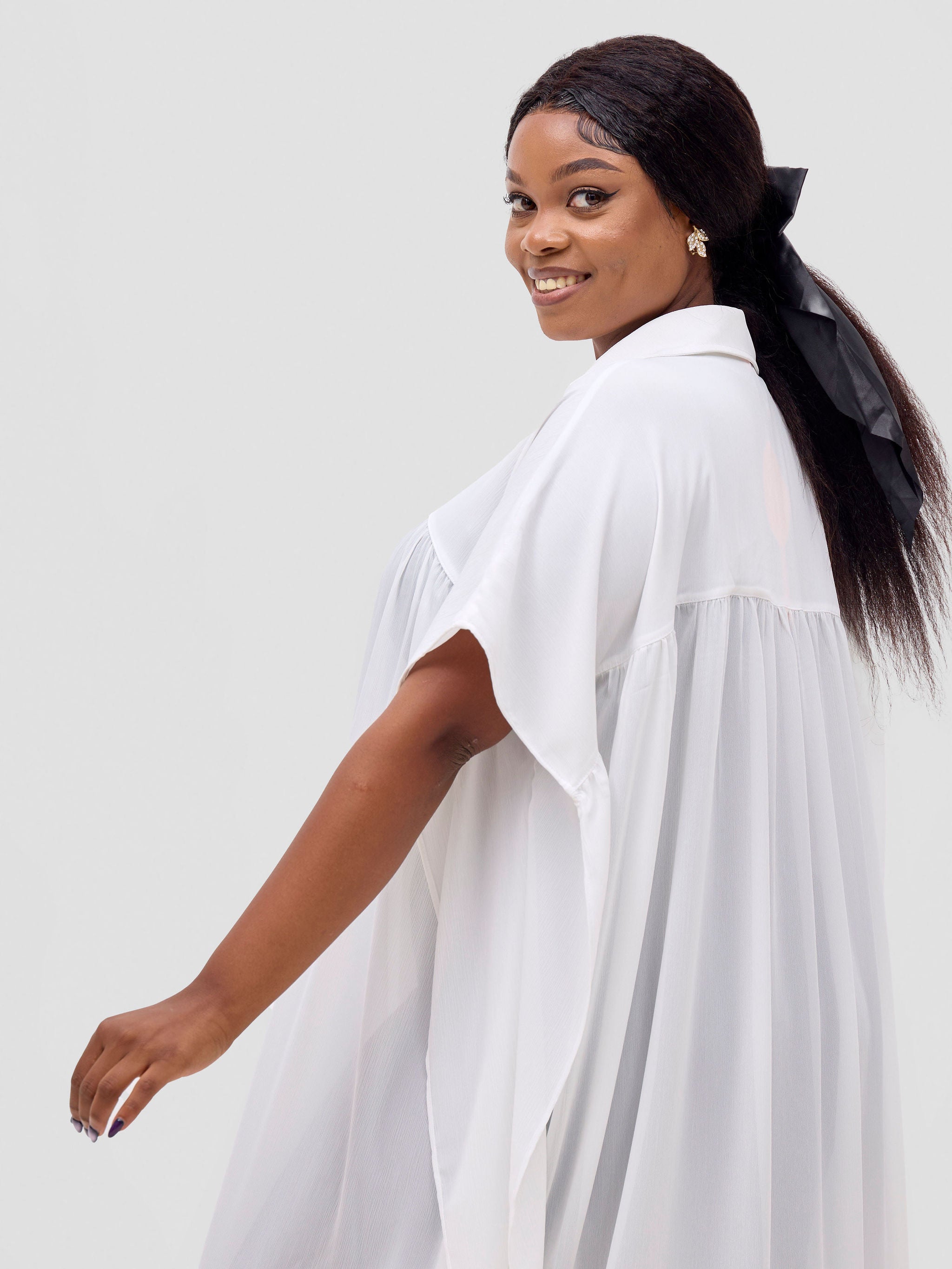 Vivo Malindi Shirt Maxi Coverup - White