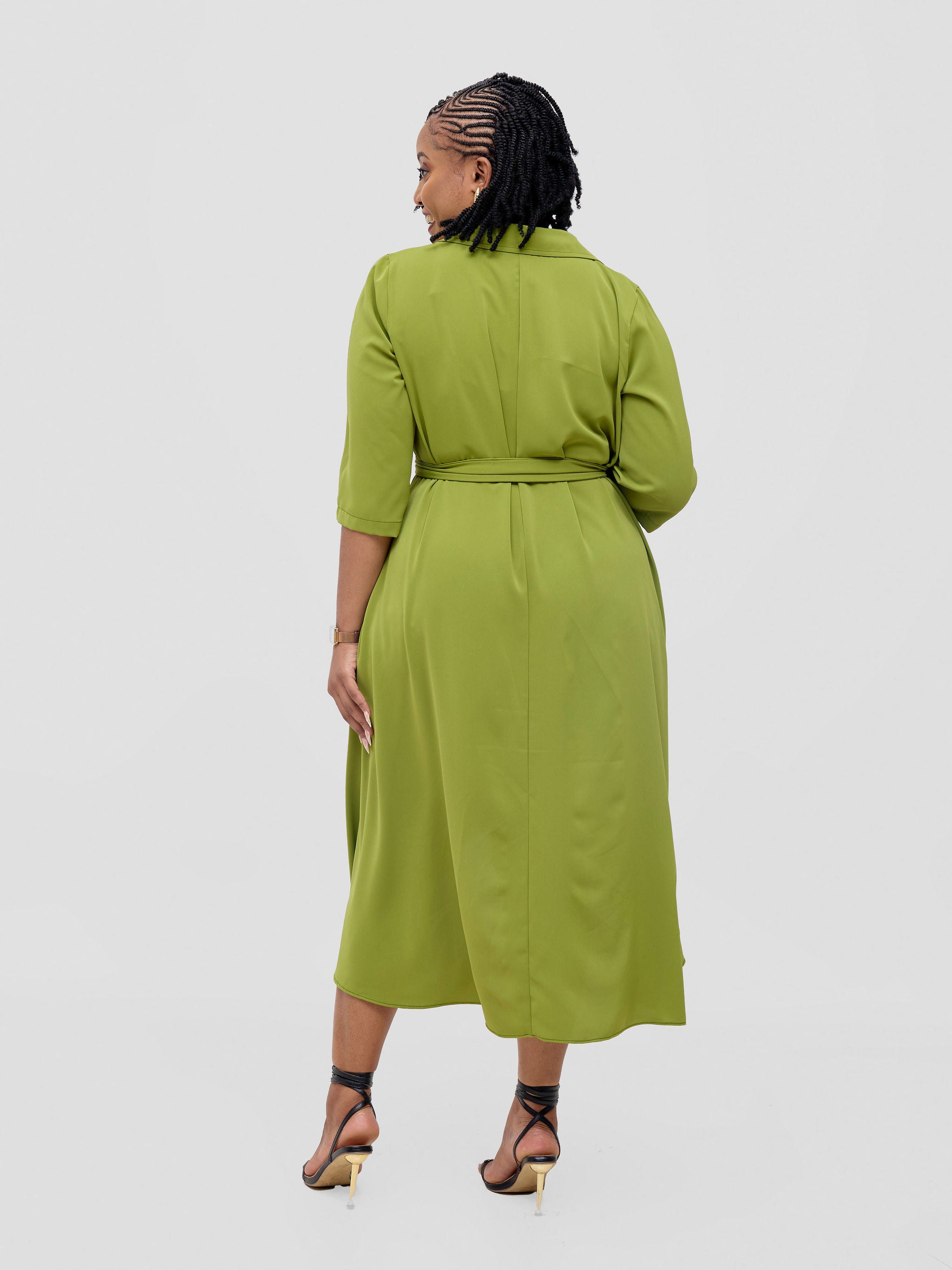 Vivo Yumi High Low Shirt Dress - Olive