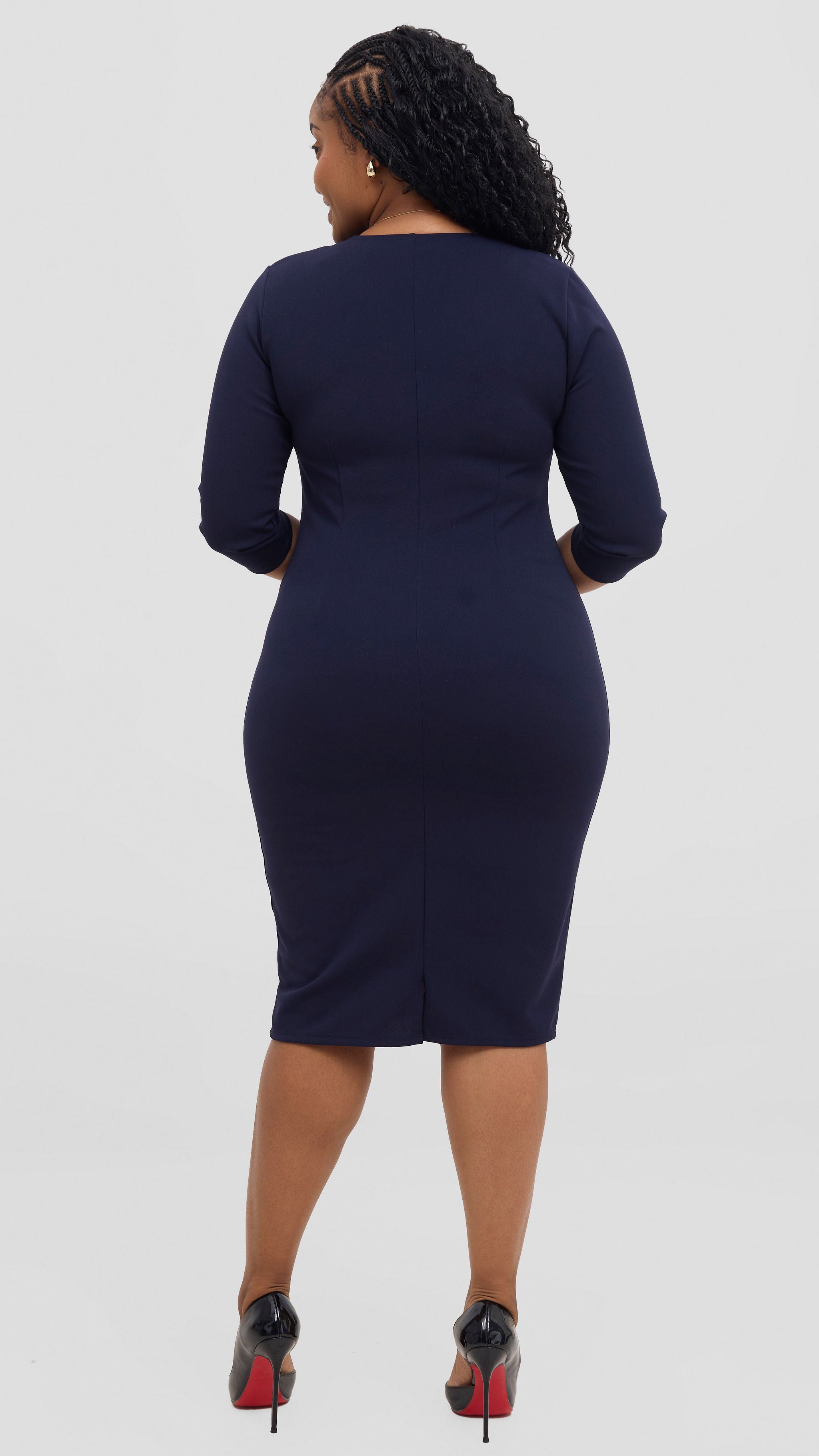 Vivo J.O V-Neck Sheath Dress - Navy Blue